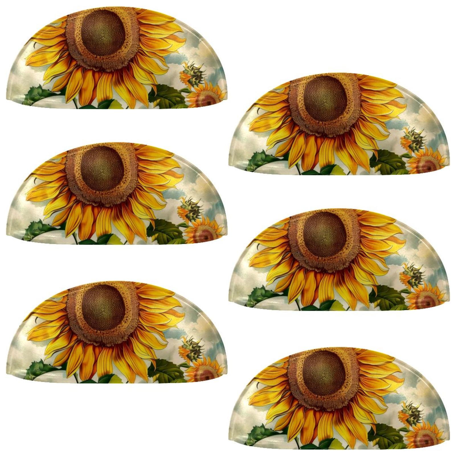 PhooArto 6 Pcs Cup Drawer Pulls, Summer Sunflower Shell Shape Handles Cabinet Knobs for Dresser Cupboard Closet Wardrobe with Screws