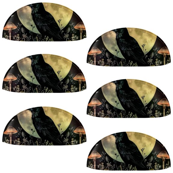 PhooArto 6 Pcs Cup Drawer Pulls, Sun Moon Crow Mushroom Plant Shell Shape Handles Cabinet Knobs for Dresser Cupboard Closet Wardrobe with Screws