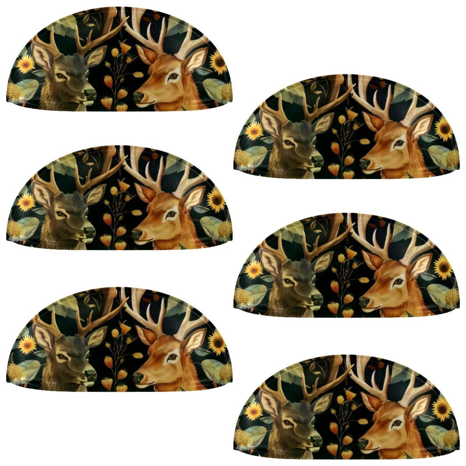 PhooArto 6 Pcs Cup Drawer Pulls, Sunflower Deers Pattern Shell Shape Handles Cabinet Knobs for Dresser Cupboard Closet Wardrobe with Screws