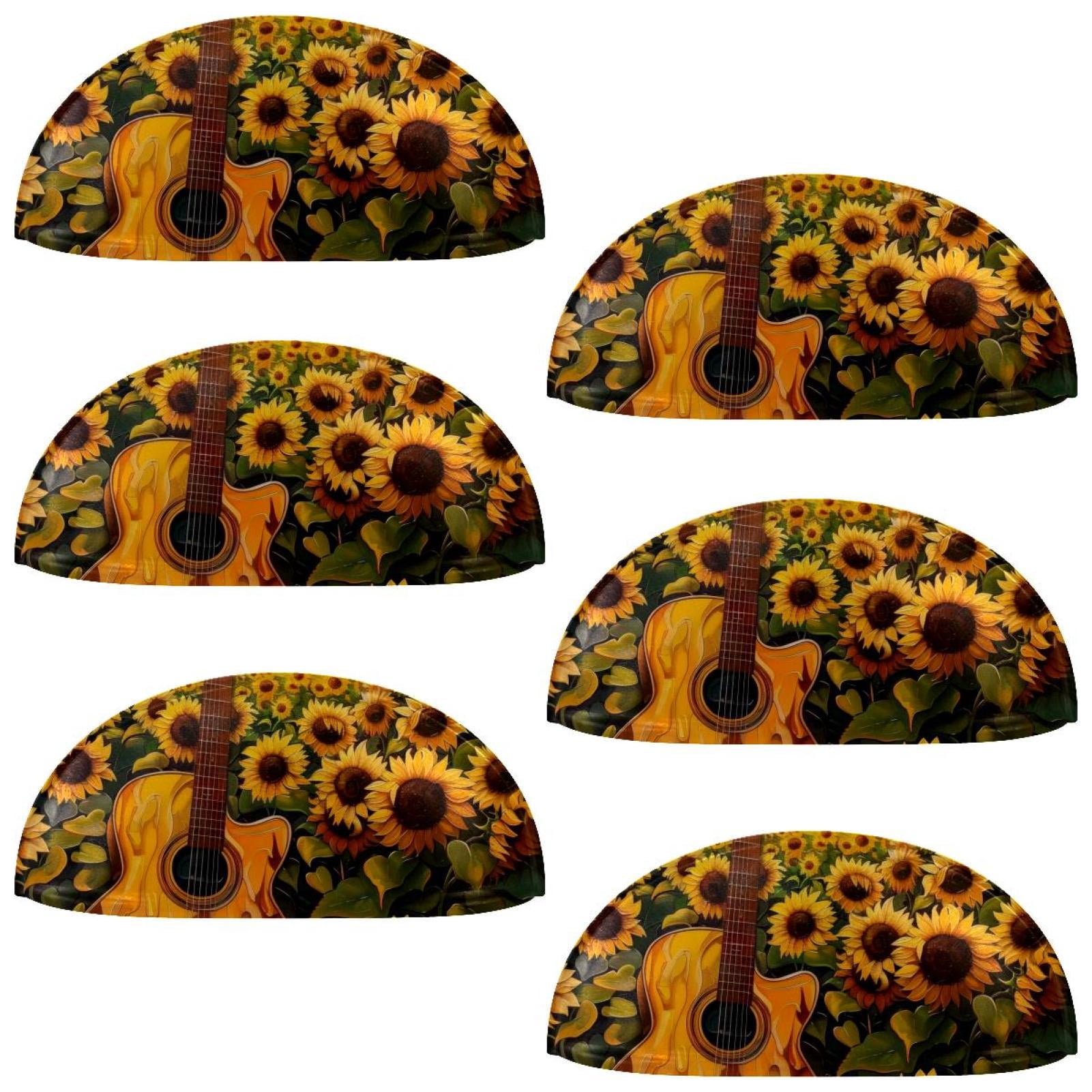 PhooArto 6 Pcs Cup Drawer Pulls, Sunflower Field and Guitar Shell Shape Handles Cabinet Knobs for Dresser Cupboard Closet Wardrobe with Screws