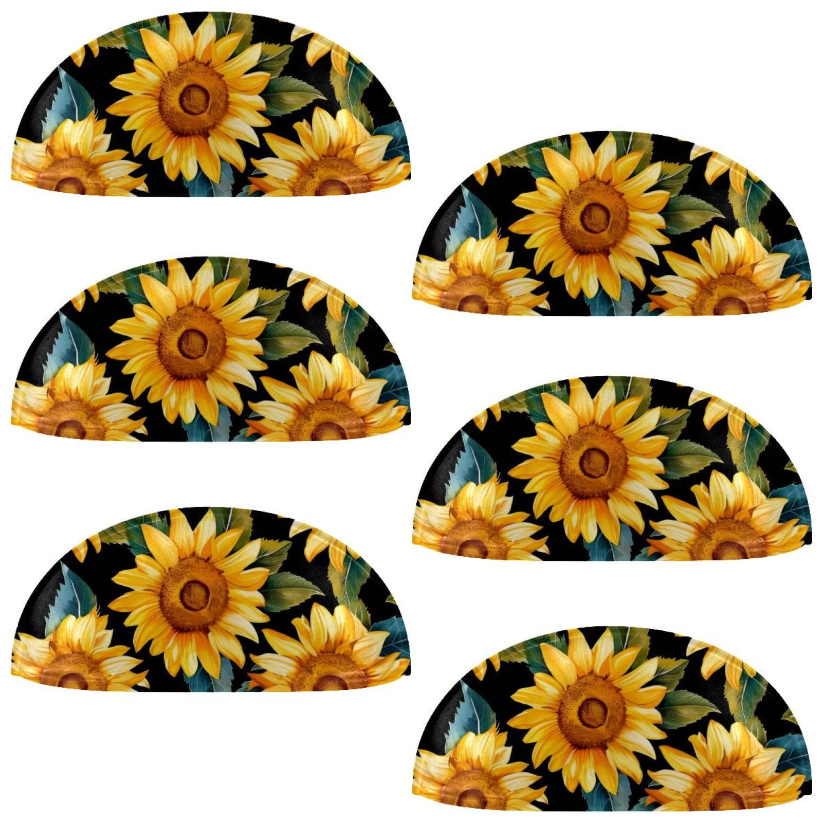 PhooArto 6 Pcs Cup Drawer Pulls, Sunflower Flower Pattern Shell Shape Handles Cabinet Knobs for Dresser Cupboard Closet Wardrobe with Screws