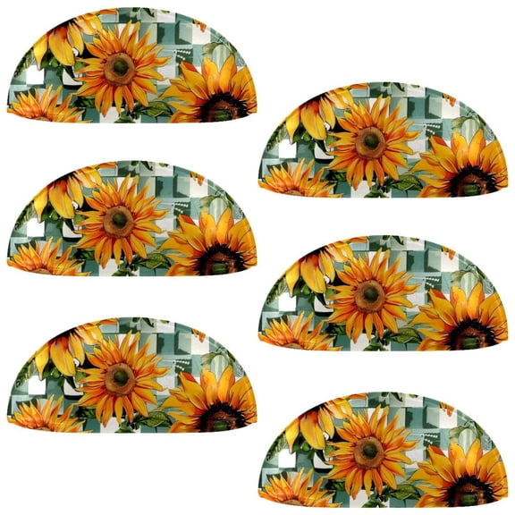 PhooArto 6 Pcs Cup Drawer Pulls, Sunflower Geometry Pattern Shell Shape Handles Cabinet Knobs for Dresser Cupboard Closet Wardrobe with Screws