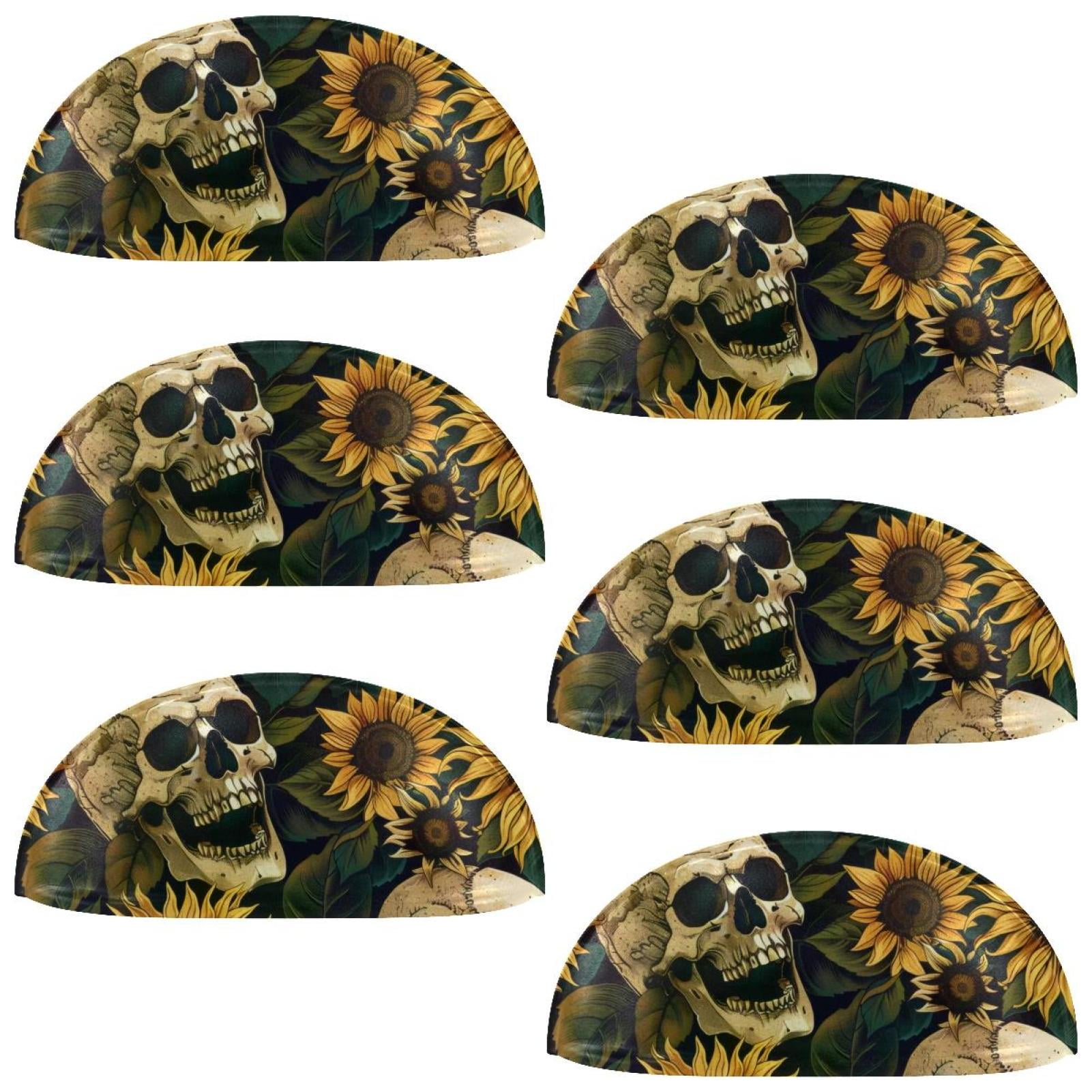 PhooArto 6 Pcs Cup Drawer Pulls, Sunflower and Skull Shell Shape Handles Cabinet Knobs for Dresser Cupboard Closet Wardrobe with Screws