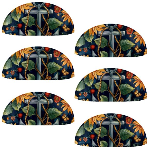 PhooArto 6 Pcs Cup Drawer Pulls, Sunflowers Anchor Pattern Shell Shape Handles Cabinet Knobs for Dresser Cupboard Closet Wardrobe with Screws