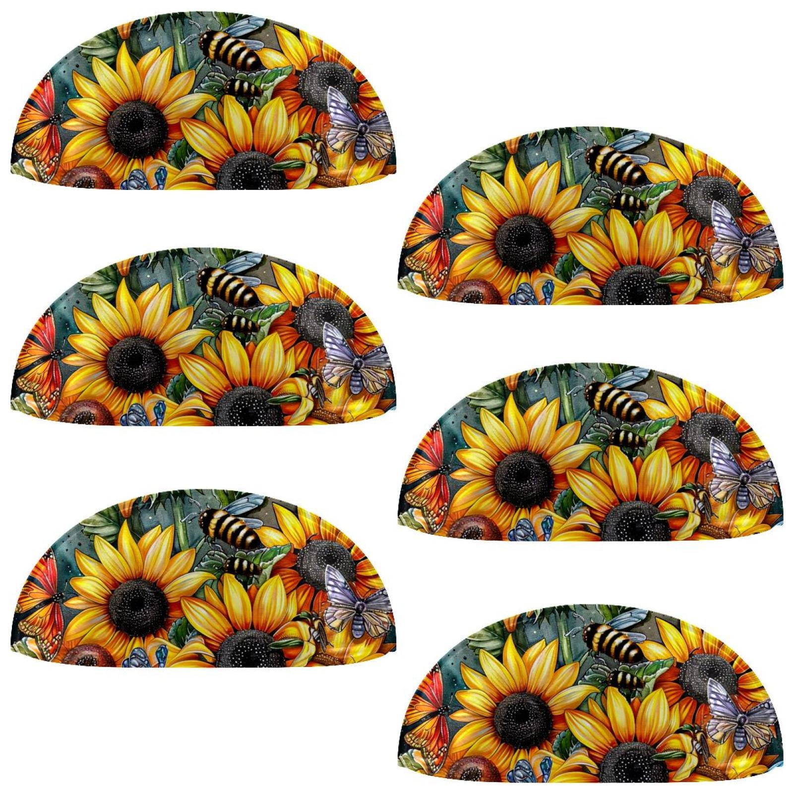 PhooArto 6 Pcs Cup Drawer Pulls, Sunflowers Bee Butterfly Shell Shape Handles Cabinet Knobs for Dresser Cupboard Closet Wardrobe with Screws