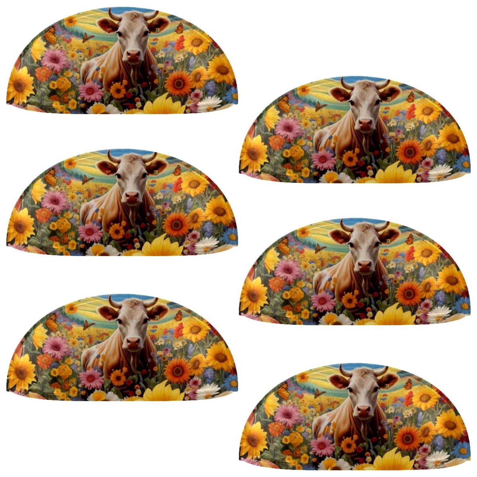 PhooArto 6 Pcs Cup Drawer Pulls, Sunflowers Cow Butterfly Shell Shape Handles Cabinet Knobs for Dresser Cupboard Closet Wardrobe with Screws