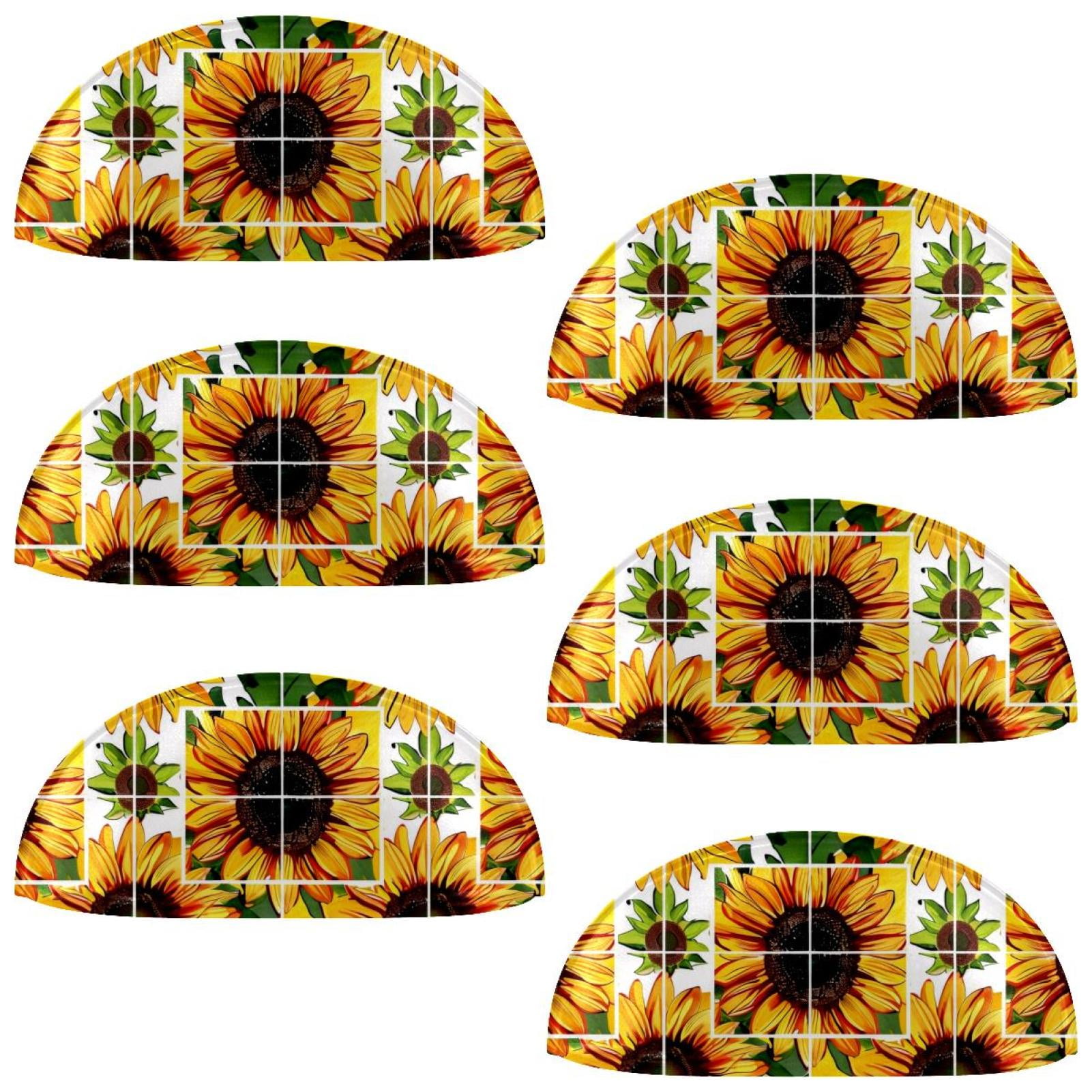 PhooArto 6 Pcs Cup Drawer Pulls, Sunflowers Geometry Pattern Shell Shape Handles Cabinet Knobs for Dresser Cupboard Closet Wardrobe with Screws