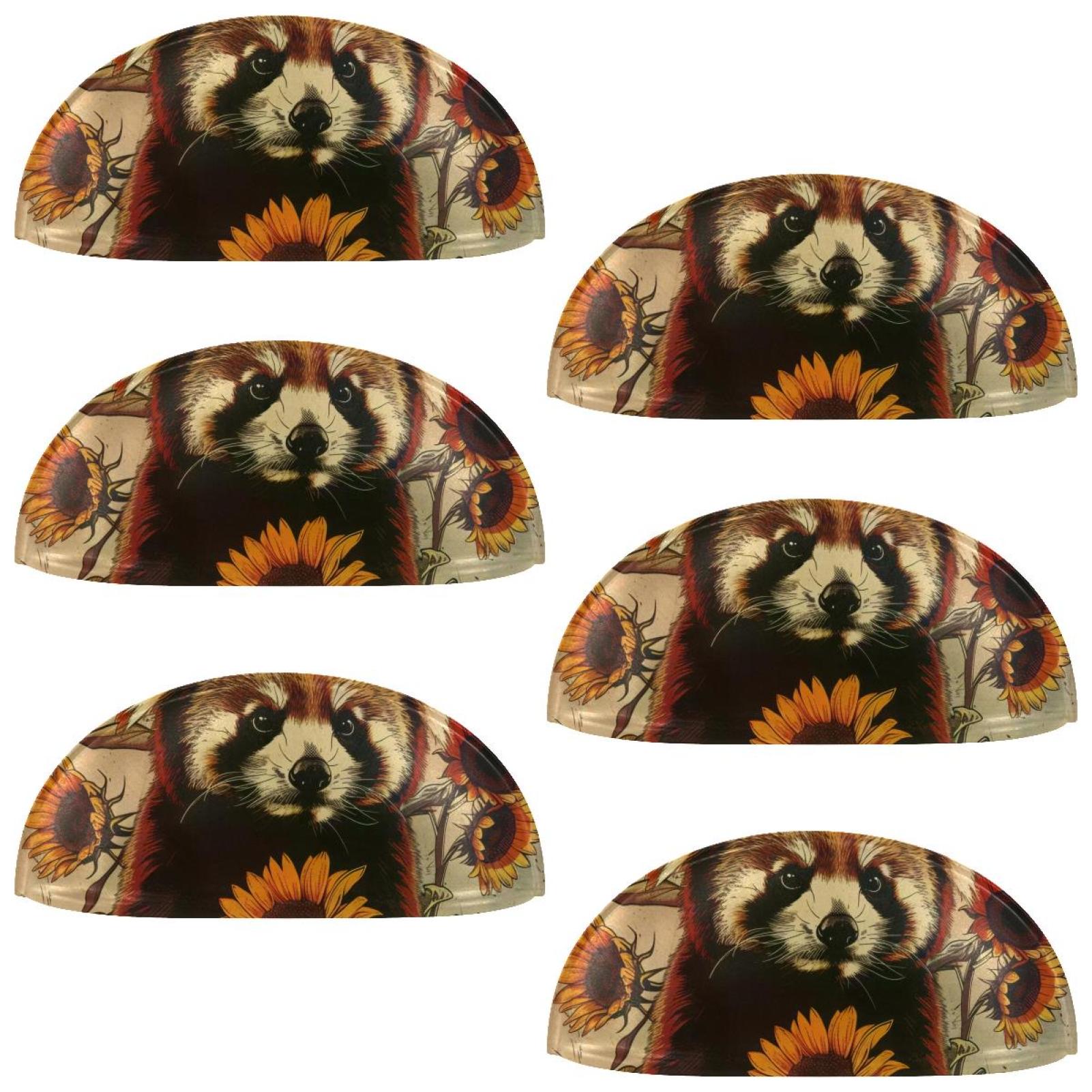 PhooArto 6 Pcs Cup Drawer Pulls, Sunflowers Red Panda Vintage Shell Shape Handles Cabinet Knobs for Dresser Cupboard Closet Wardrobe with Screws