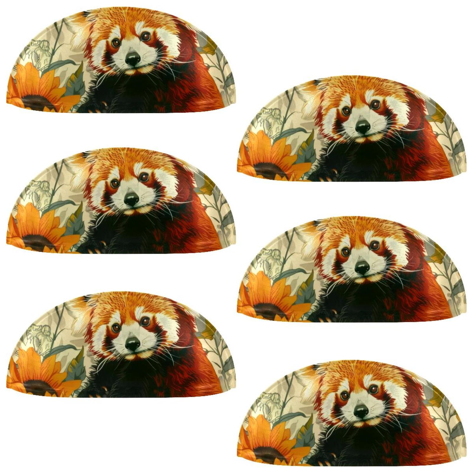 PhooArto 6 Pcs Cup Drawer Pulls, Sunflowers and Red Panda Shell Shape Handles Cabinet Knobs for Dresser Cupboard Closet Wardrobe with Screws