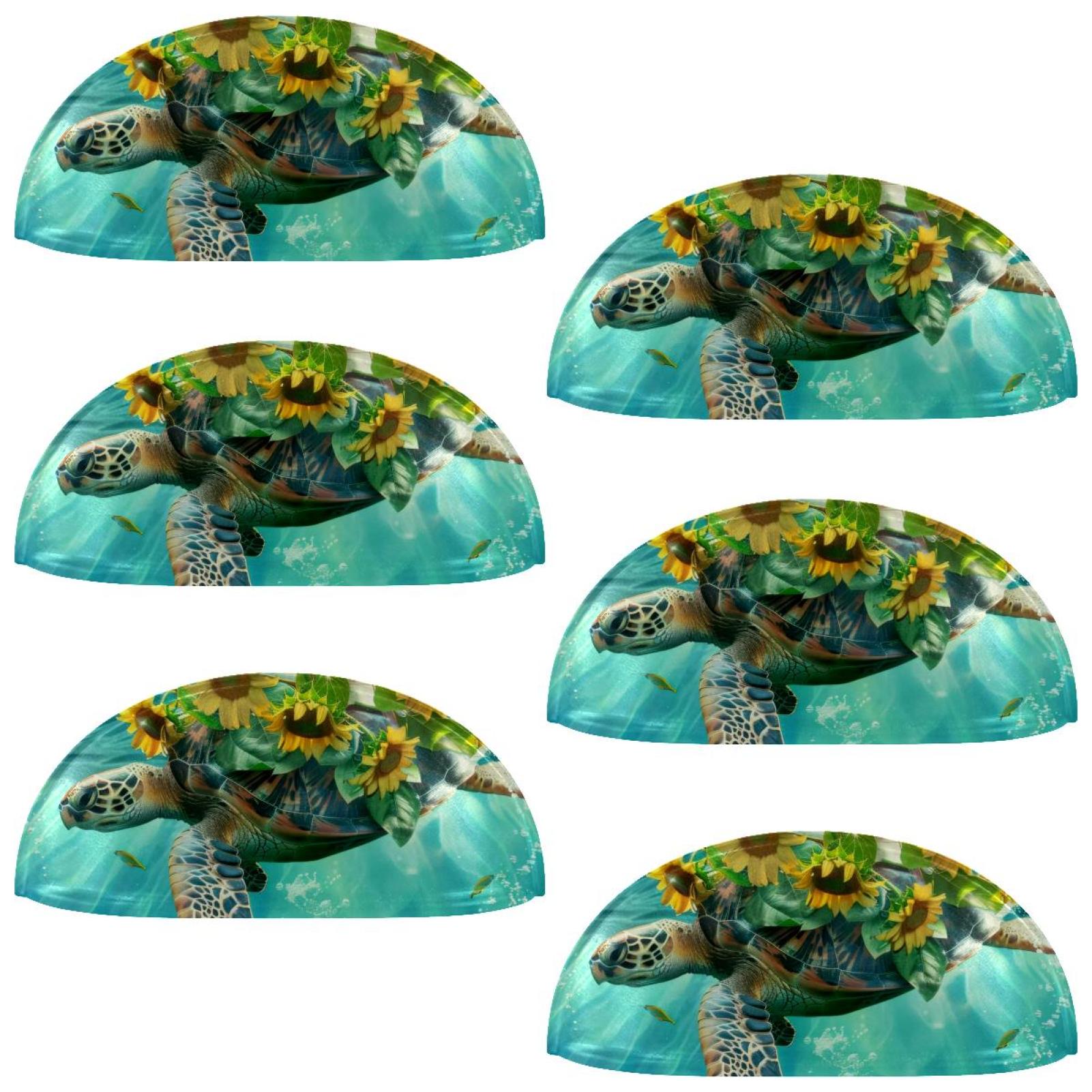 PhooArto 6 Pcs Cup Drawer Pulls, Swimming Sea Turtle Sunflowers Shell Shape Handles Cabinet Knobs for Dresser Cupboard Closet Wardrobe with Screws