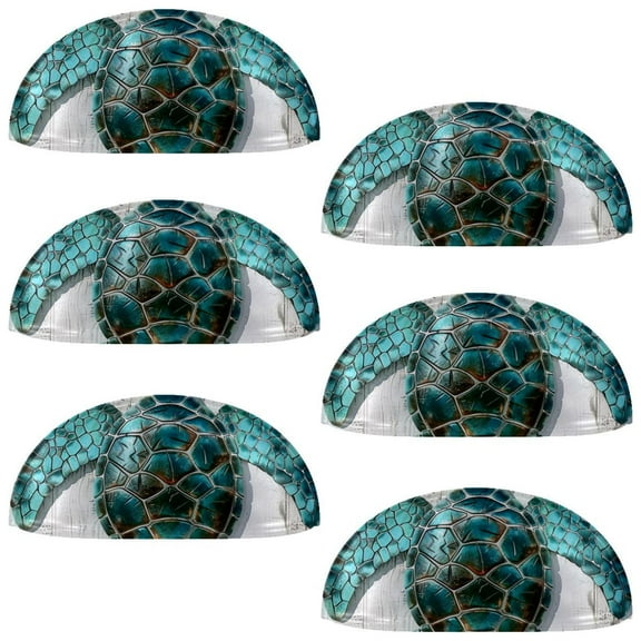 PhooArto 6 Pcs Cup Drawer Pulls, Teal Sea Turtle Wooden Board Shell Shape Handles Cabinet Knobs for Dresser Cupboard Closet Wardrobe with Screws