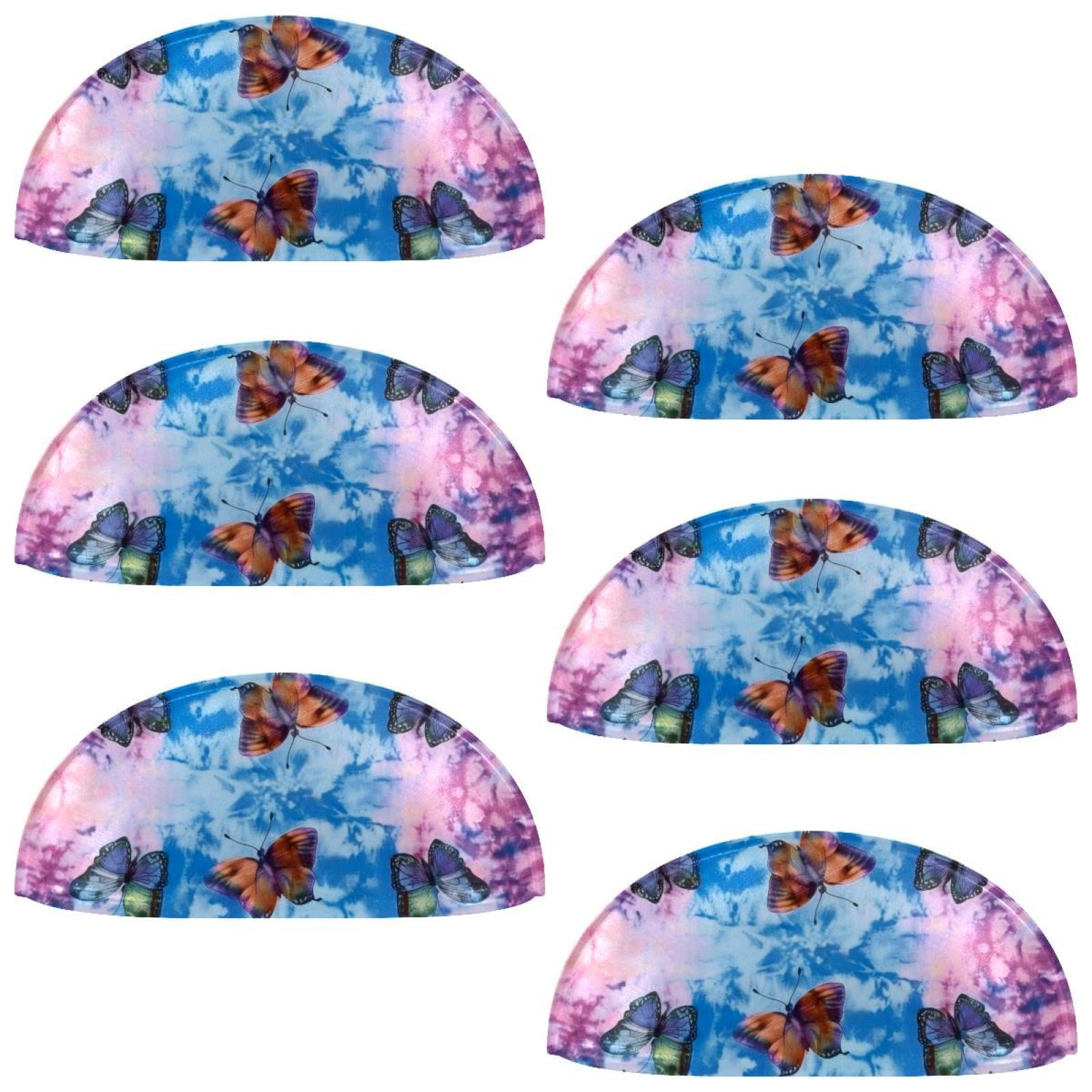 PhooArto 6 Pcs Cup Drawer Pulls, Tie Dye Butterflies Shell Shape Handles Cabinet Knobs for Dresser Cupboard Closet Wardrobe with Screws