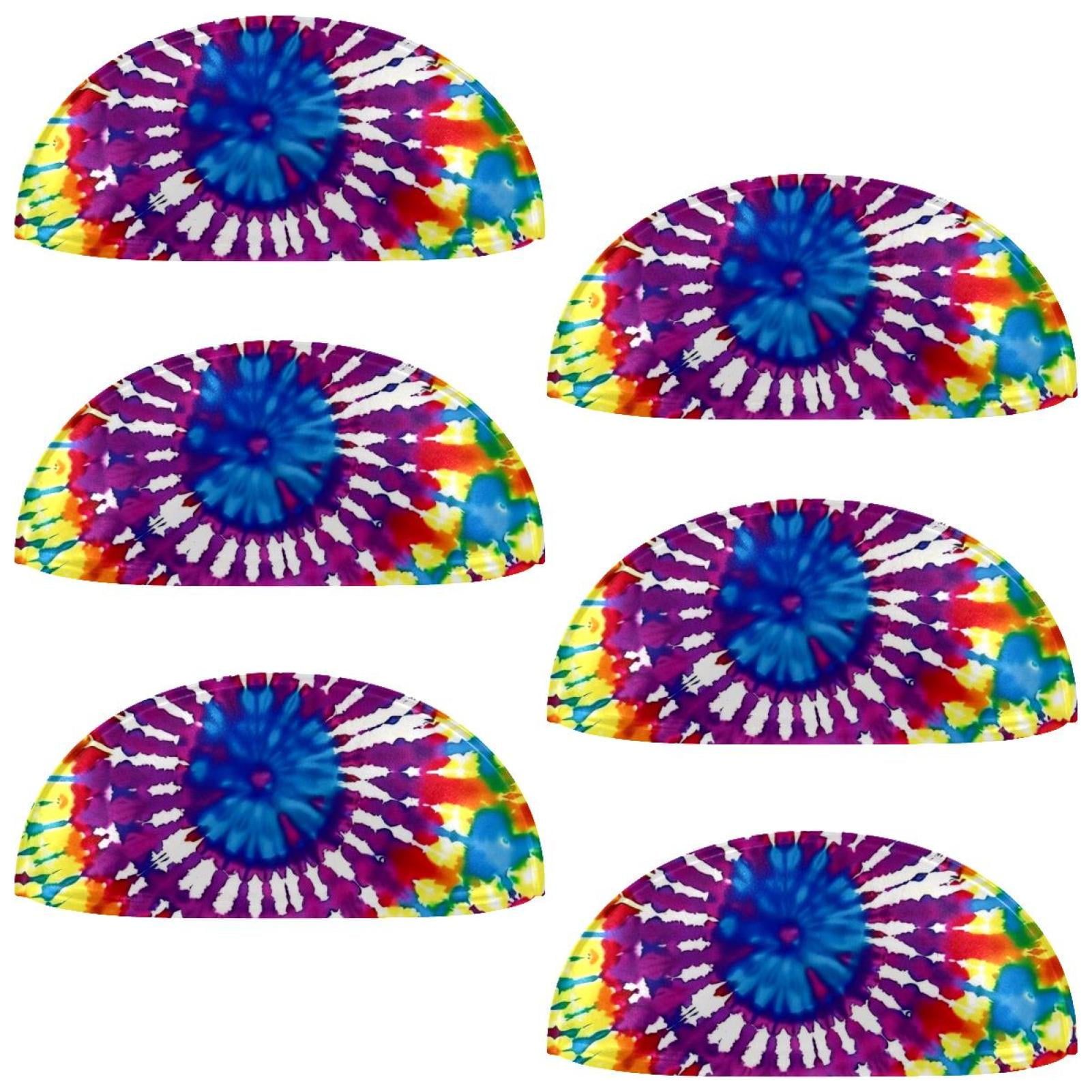 PhooArto 6 Pcs Cup Drawer Pulls, Tie Dye Circles Pattern Shell Shape Handles Cabinet Knobs for Dresser Cupboard Closet Wardrobe with Screws