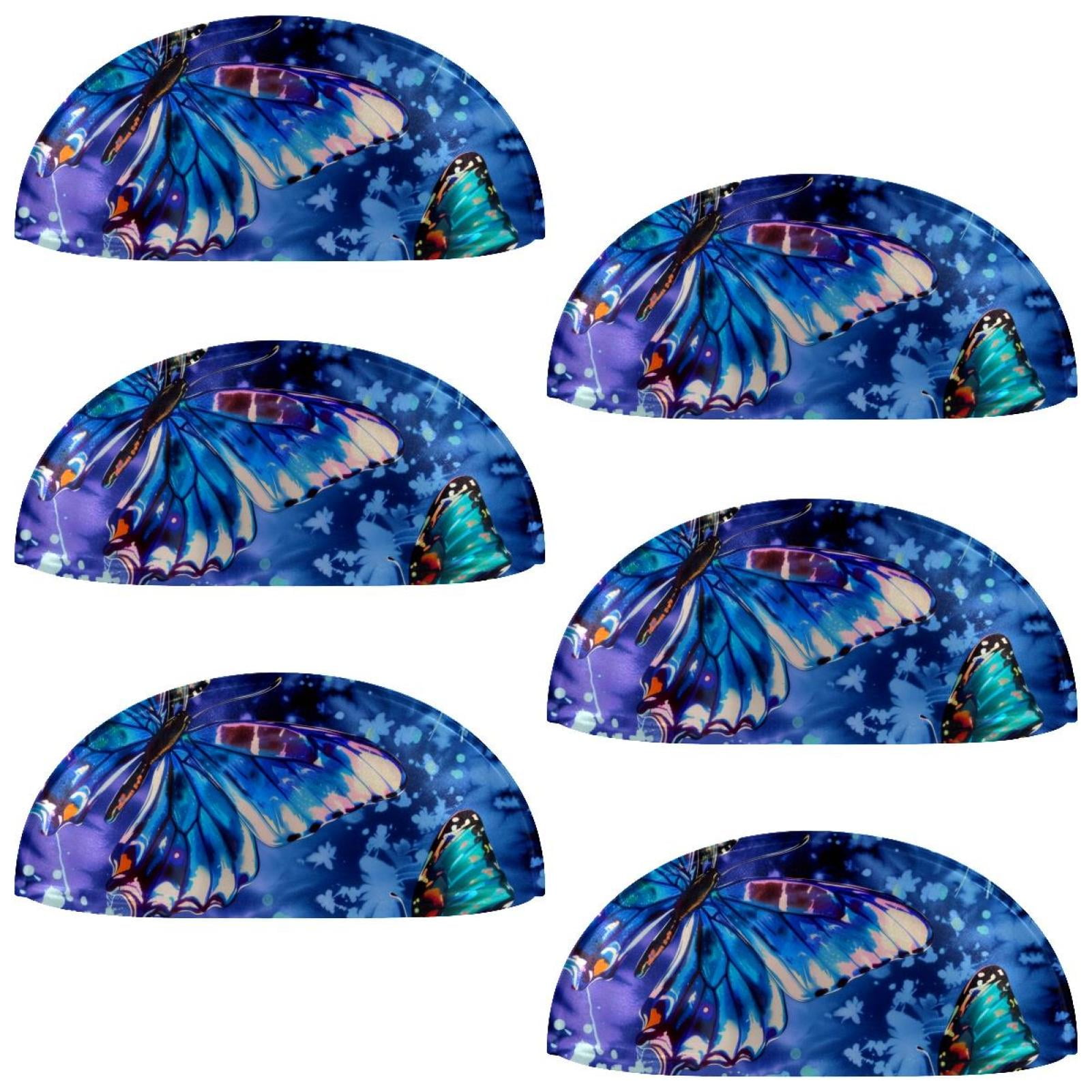 PhooArto 6 Pcs Cup Drawer Pulls, Tie Dye Color Butterflies Shell Shape Handles Cabinet Knobs for Dresser Cupboard Closet Wardrobe with Screws