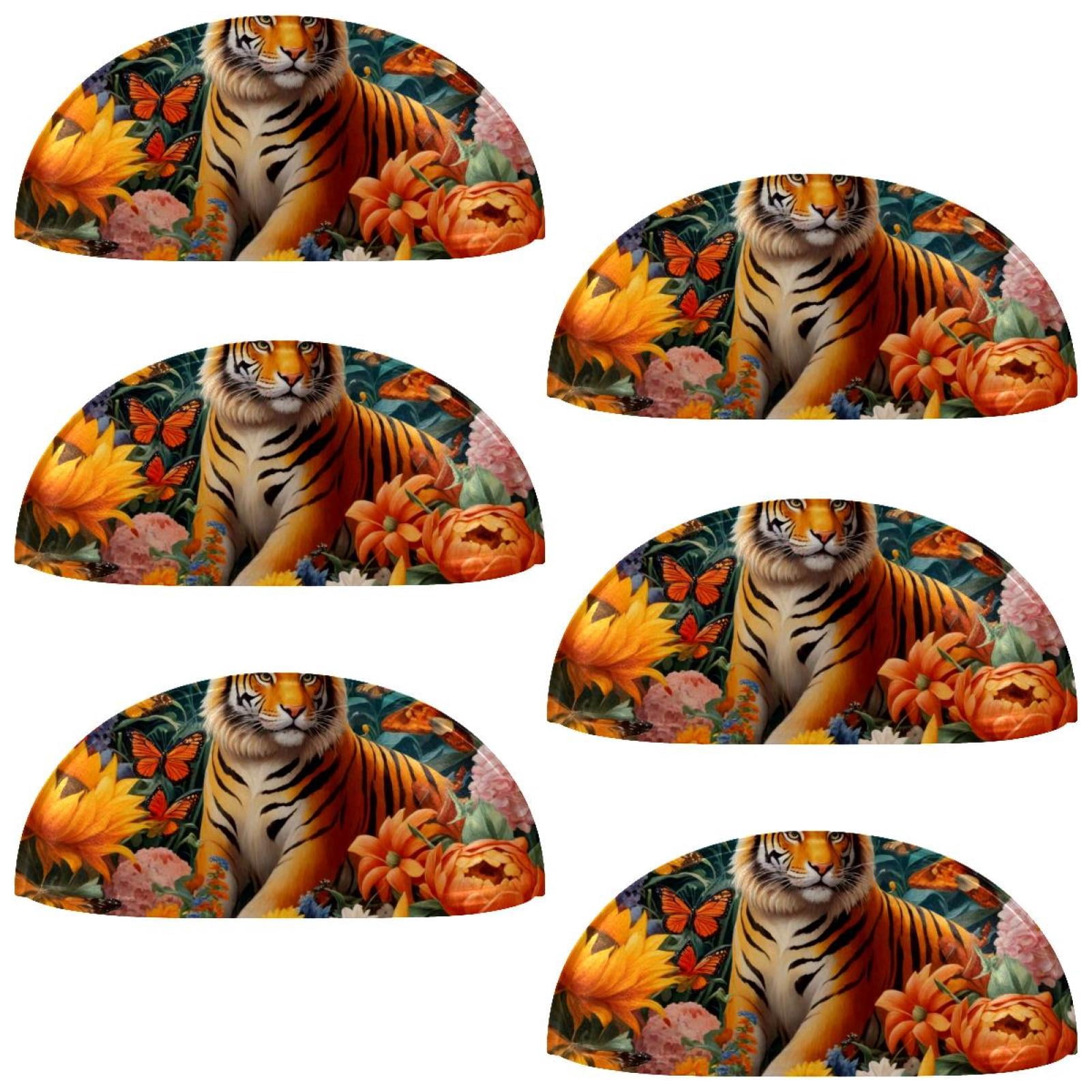 PhooArto 6 Pcs Cup Drawer Pulls, Tiger Among Sunflower Butterfly Shell Shape Handles Cabinet Knobs for Dresser Cupboard Closet Wardrobe with Screws