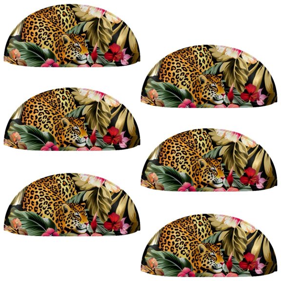 PhooArto 6 Pcs Cup Drawer Pulls, Tropical Flower Leopard Pattern Shell Shape Handles Cabinet Knobs for Dresser Cupboard Closet Wardrobe with Screws