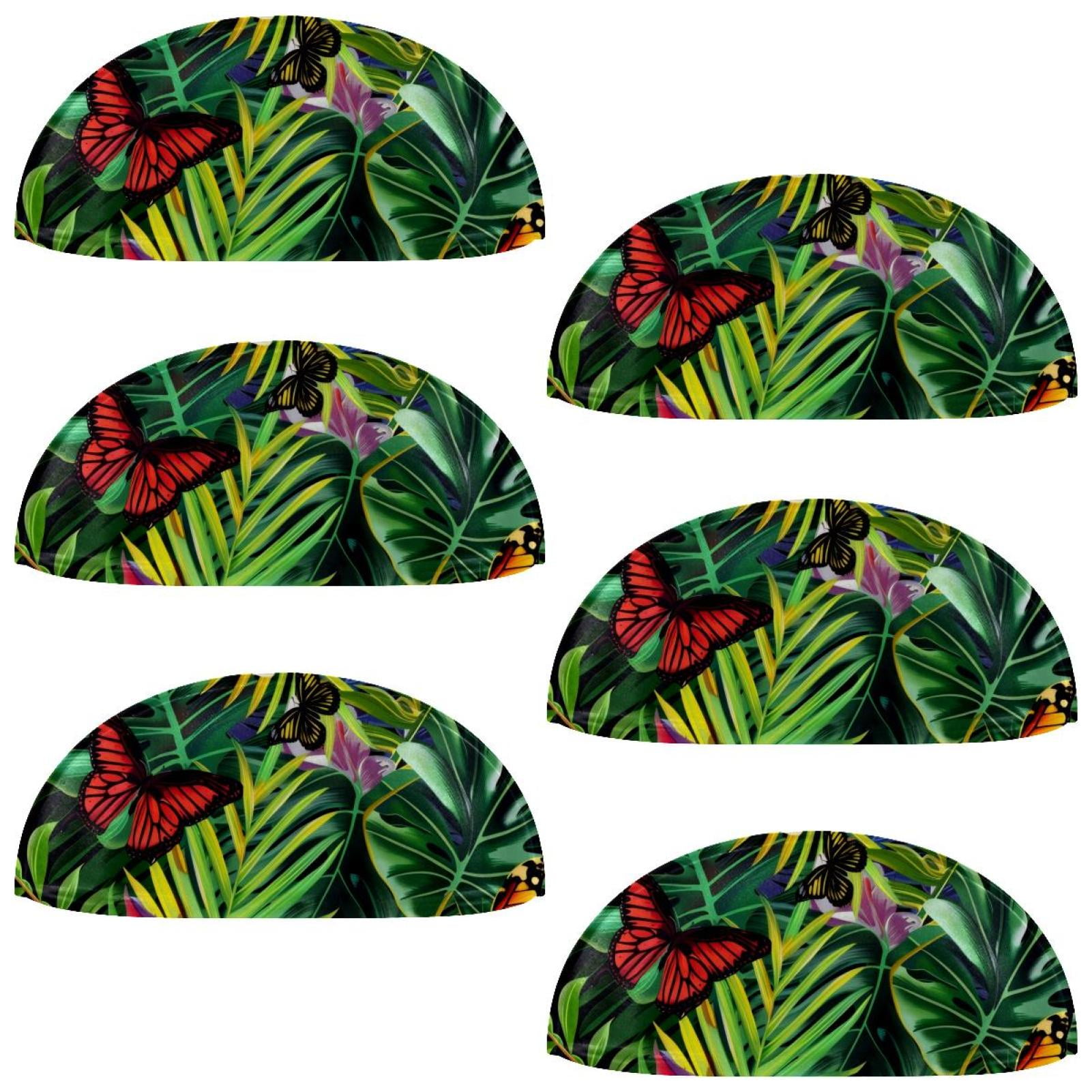 PhooArto 6 Pcs Cup Drawer Pulls, Tropical Leaf Flowers Butterfly Shell Shape Handles Cabinet Knobs for Dresser Cupboard Closet Wardrobe with Screws