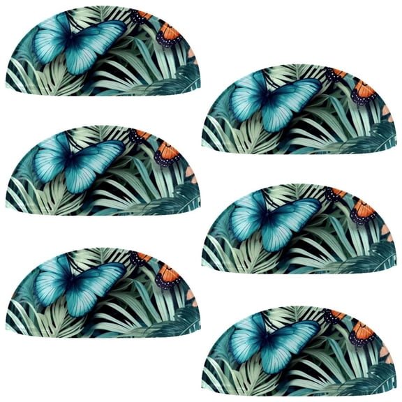 PhooArto 6 Pcs Cup Drawer Pulls, Tropical Palm Butterfly Pattern Shell Shape Handles Cabinet Knobs for Dresser Cupboard Closet Wardrobe with Screws