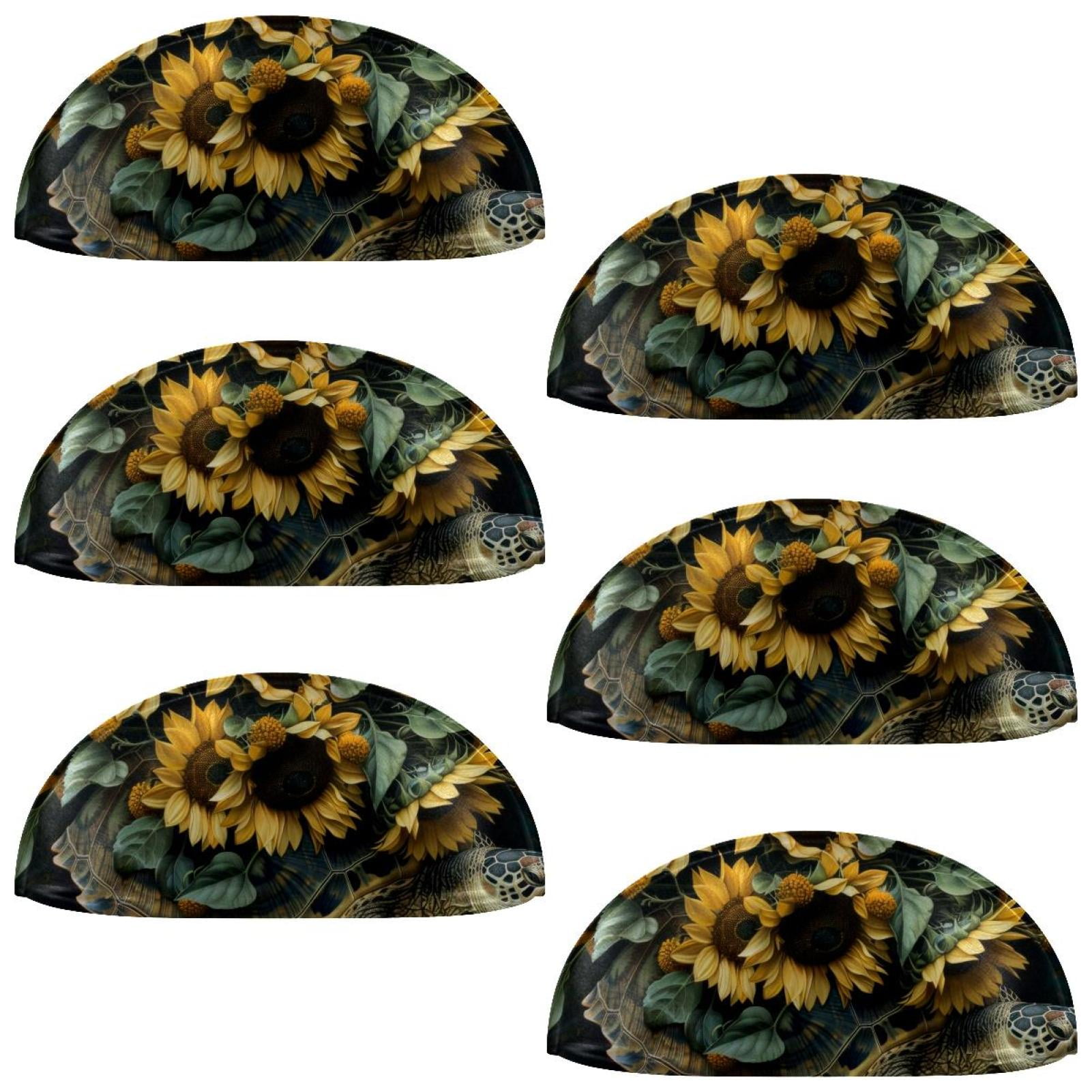 PhooArto 6 Pcs Cup Drawer Pulls, Turtle Sunflowers Bouquet Shell Shape Handles Cabinet Knobs for Dresser Cupboard Closet Wardrobe with Screws