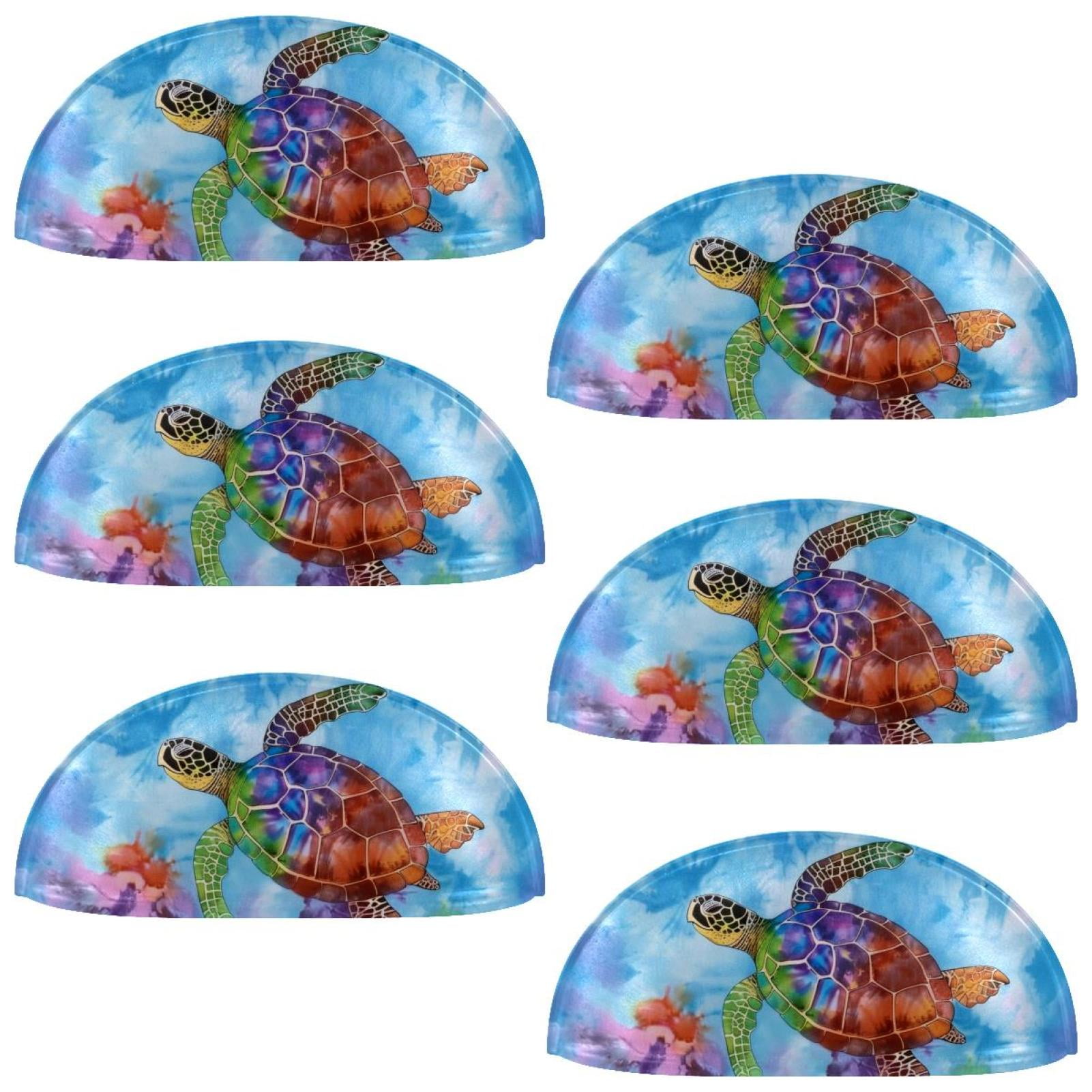 PhooArto 6 Pcs Cup Drawer Pulls, Turtle Tie Dye Pattern Shell Shape Handles Cabinet Knobs for Dresser Cupboard Closet Wardrobe with Screws