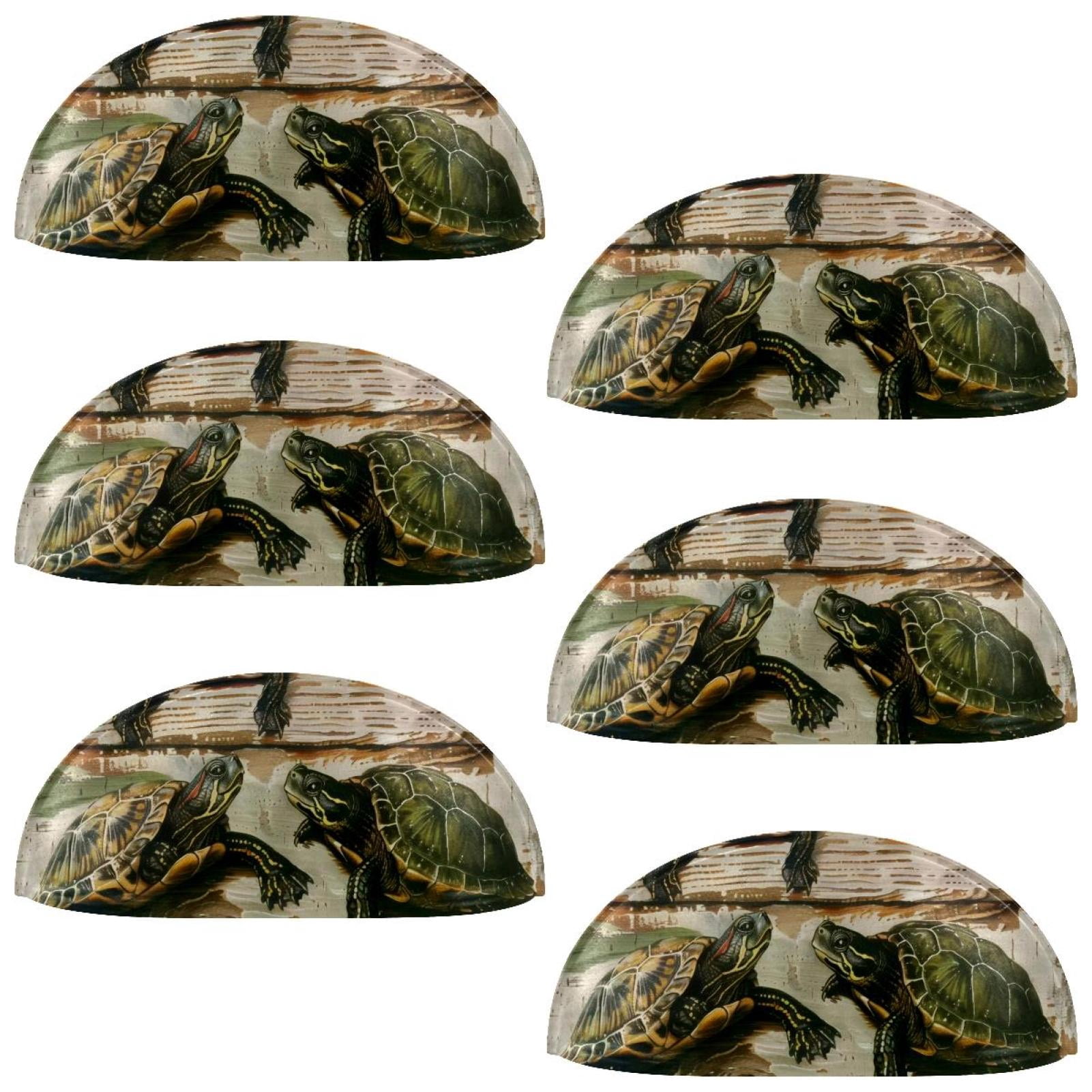 PhooArto 6 Pcs Cup Drawer Pulls, Turtles on Wood Shell Shape Handles Cabinet Knobs for Dresser Cupboard Closet Wardrobe with Screws