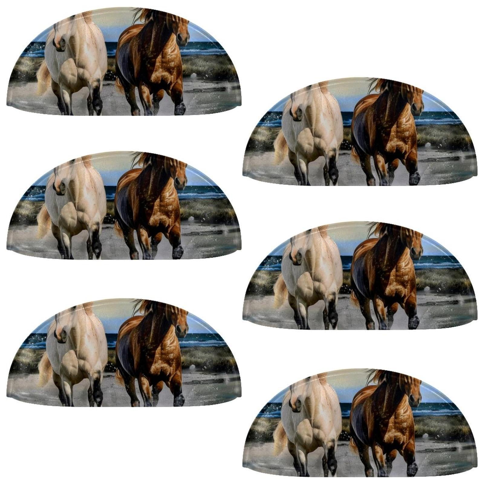 PhooArto 6 Pcs Cup Drawer Pulls, Two Running Horses Shell Shape Handles Cabinet Knobs for Dresser Cupboard Closet Wardrobe with Screws