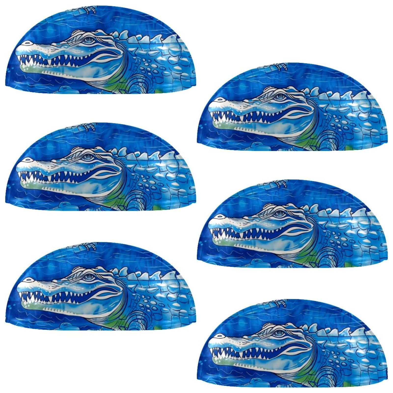 PhooArto 6 Pcs Cup Drawer Pulls, Underwater Blue Crocodile Pattern Shell Shape Handles Cabinet Knobs for Dresser Cupboard Closet Wardrobe with Screws