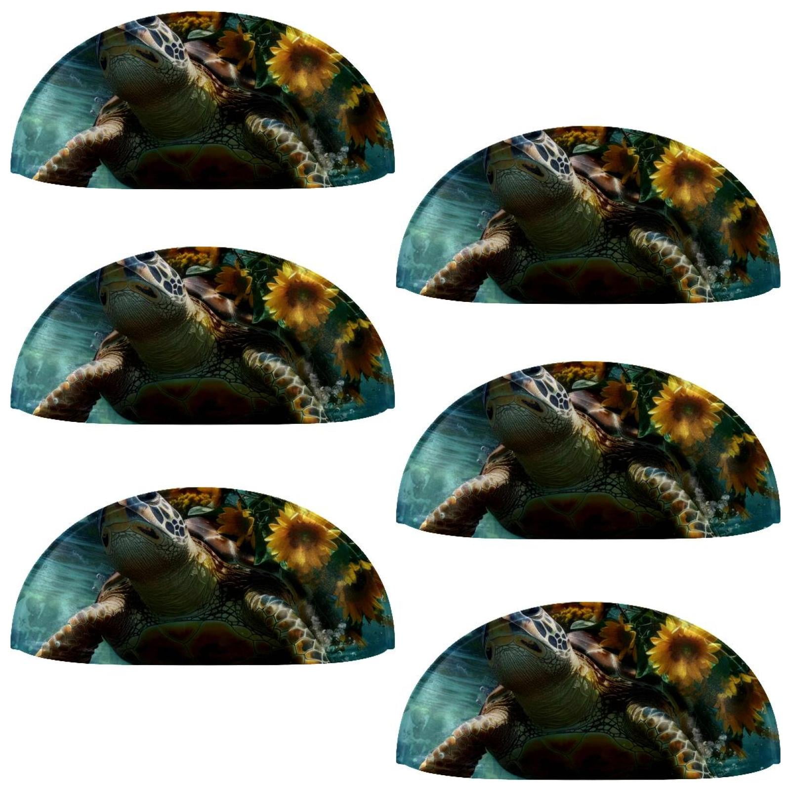 PhooArto 6 Pcs Cup Drawer Pulls, Underwater Sea Turtle Carry Sunflowers Shell Shape Handles Cabinet Knobs for Dresser Cupboard Closet Wardrobe with Screws