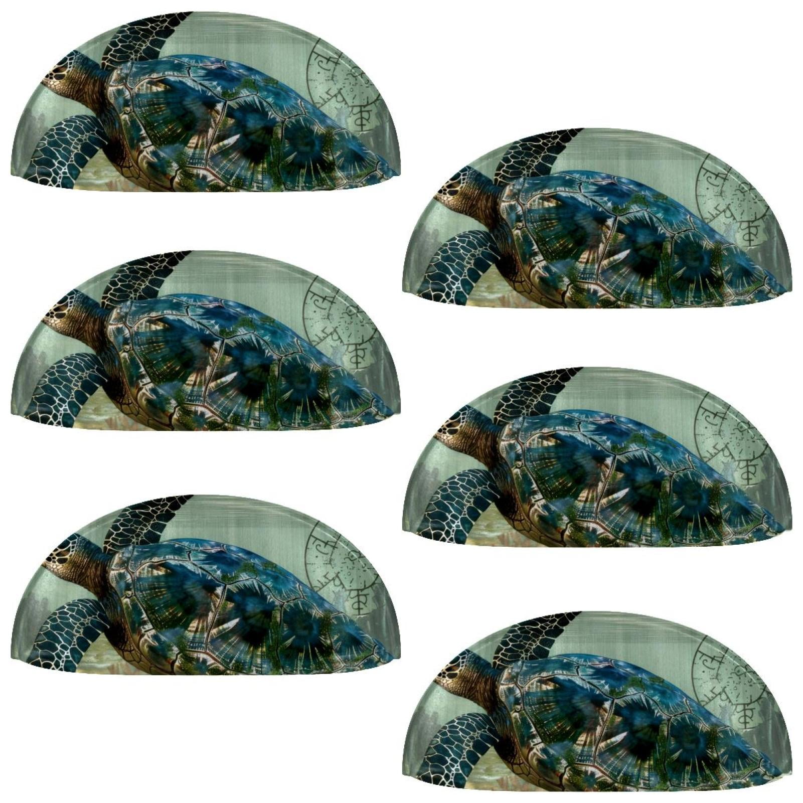 PhooArto 6 Pcs Cup Drawer Pulls, Underwater Sea Turtle Shell Shape Handles Cabinet Knobs for Dresser Cupboard Closet Wardrobe with Screws