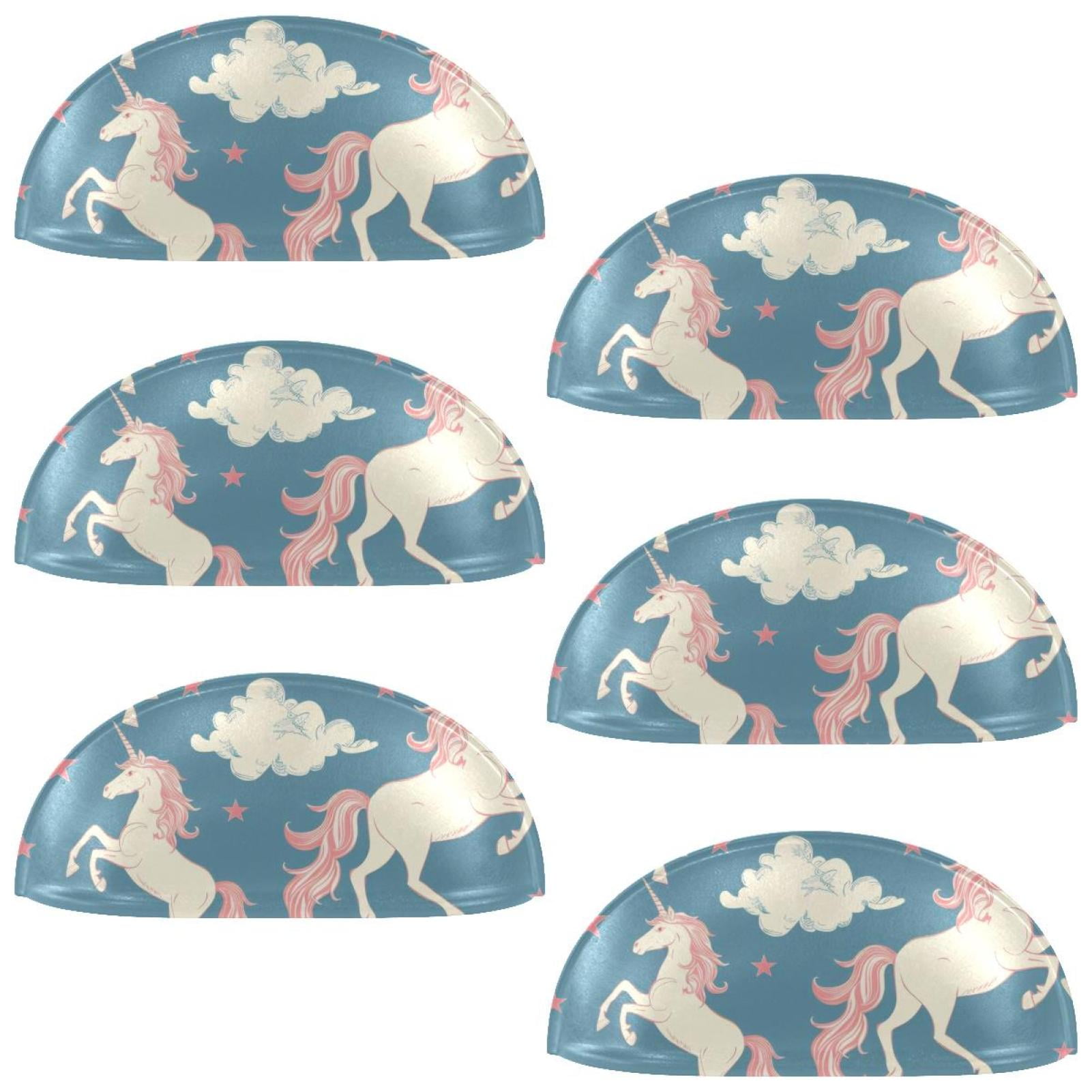 PhooArto 6 Pcs Cup Drawer Pulls, Unicorns Cloud Pattern Shell Shape Handles Cabinet Knobs for Dresser Cupboard Closet Wardrobe with Screws