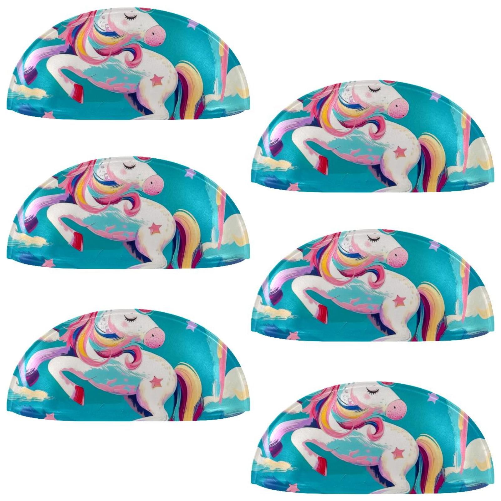 PhooArto 6 Pcs Cup Drawer Pulls, Unicorns Rainbow Sky Shell Shape Handles Cabinet Knobs for Dresser Cupboard Closet Wardrobe with Screws