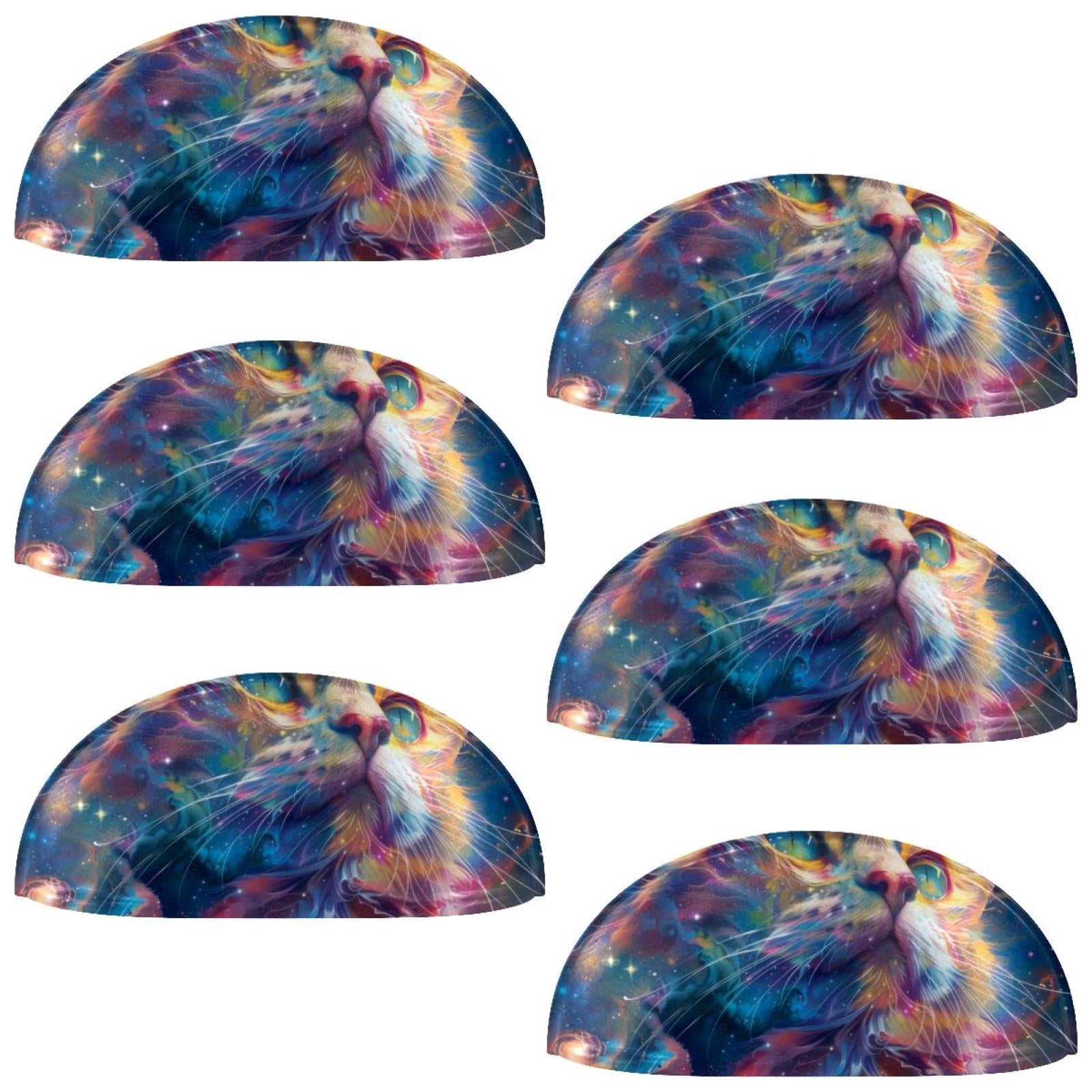 PhooArto 6 Pcs Cup Drawer Pulls, Universe Galaxy Cat Shell Shape Handles Cabinet Knobs for Dresser Cupboard Closet Wardrobe with Screws