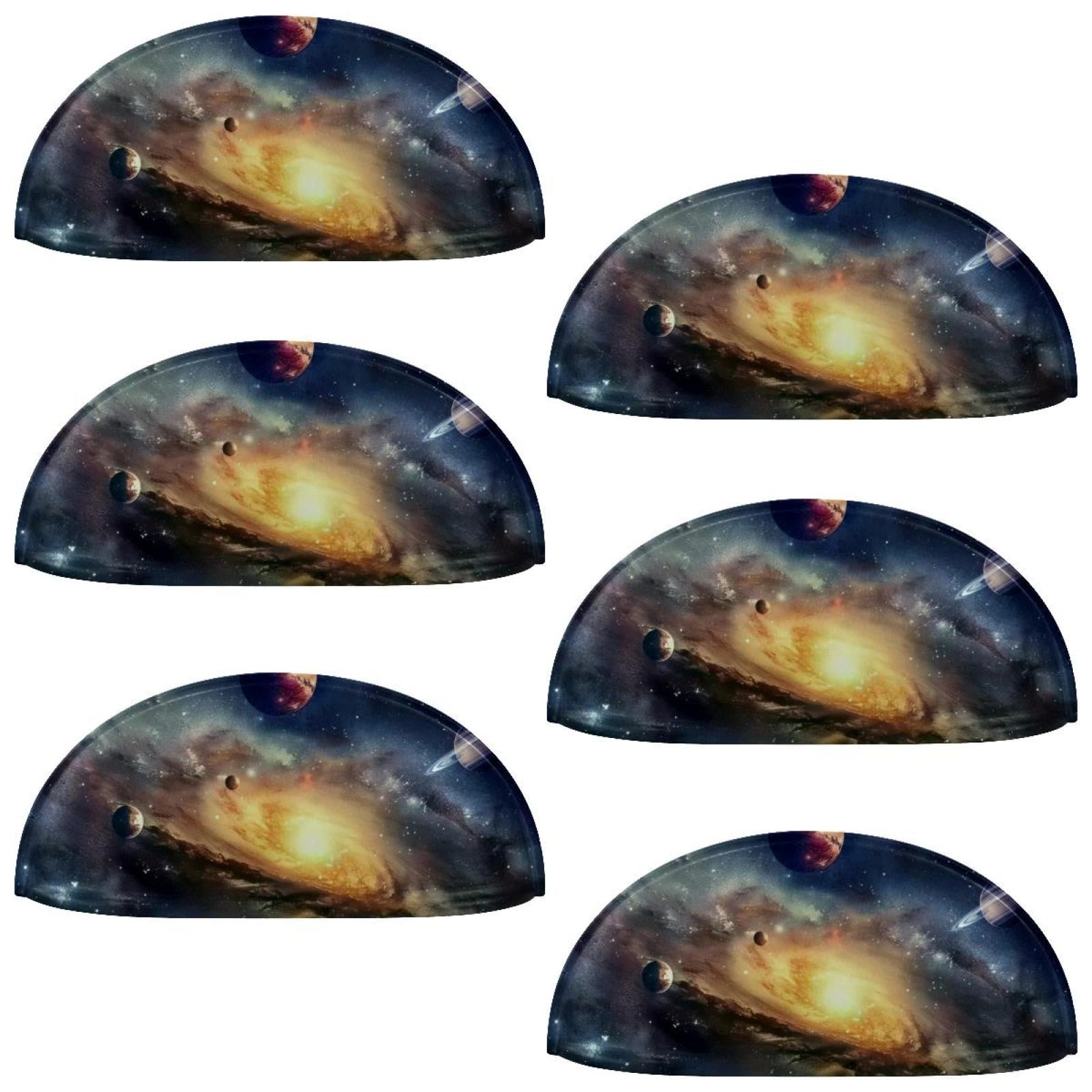 PhooArto 6 Pcs Cup Drawer Pulls, Universe Galaxy Solar Shell Shape Handles Cabinet Knobs for Dresser Cupboard Closet Wardrobe with Screws