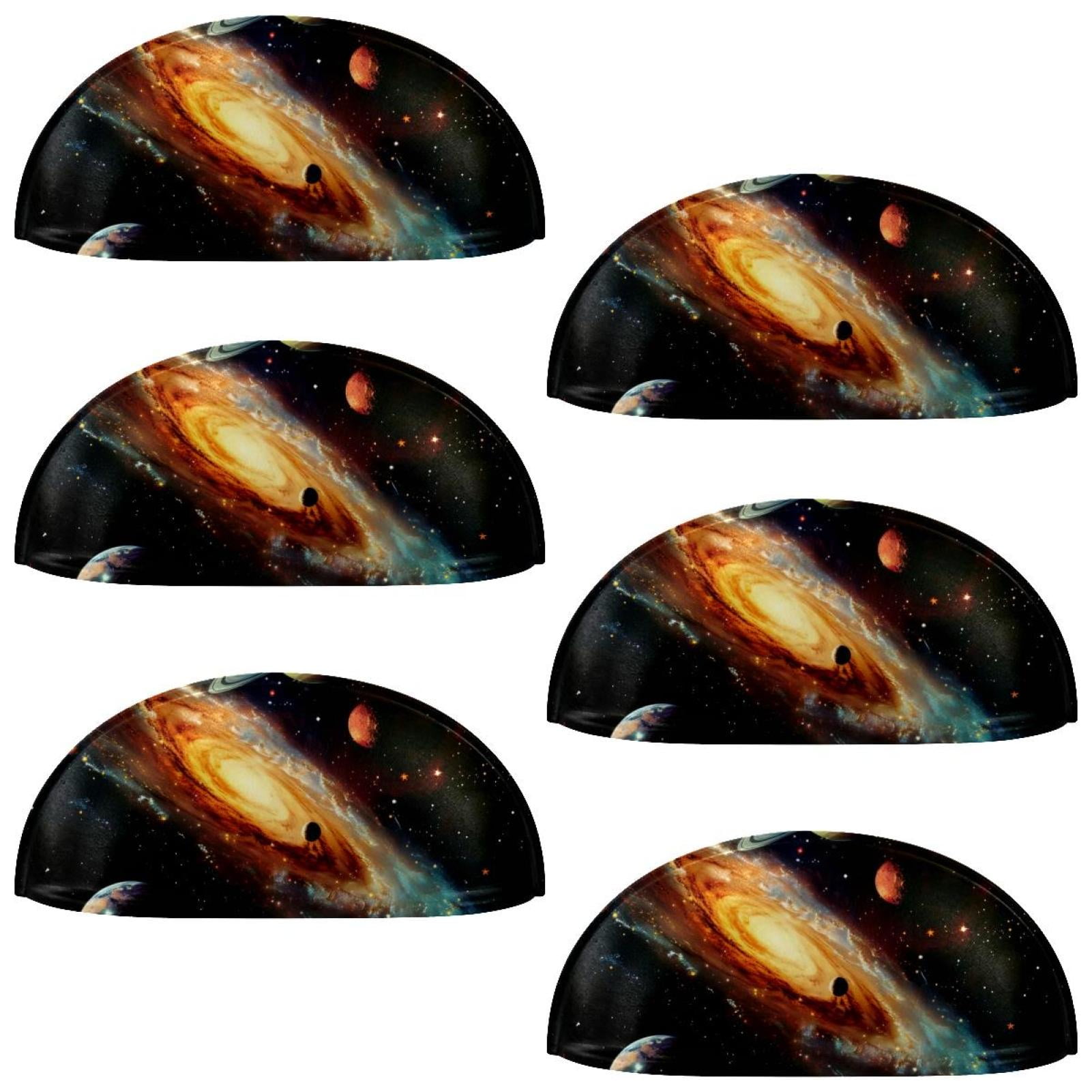 PhooArto 6 Pcs Cup Drawer Pulls, Universe Solar Galaxy Shell Shape Handles Cabinet Knobs for Dresser Cupboard Closet Wardrobe with Screws