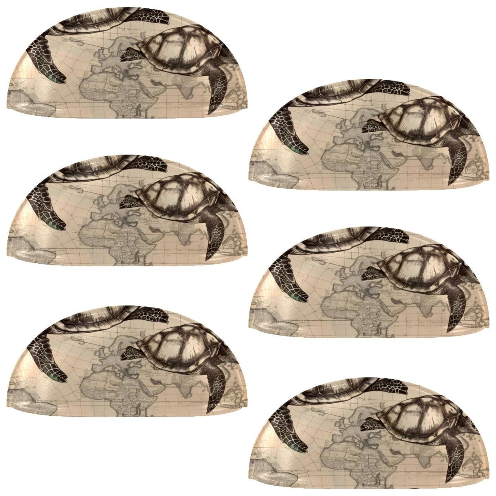 PhooArto 6 Pcs Cup Drawer Pulls, Vinatge Map Sea Turtles Shell Shape Handles Cabinet Knobs for Dresser Cupboard Closet Wardrobe with Screws