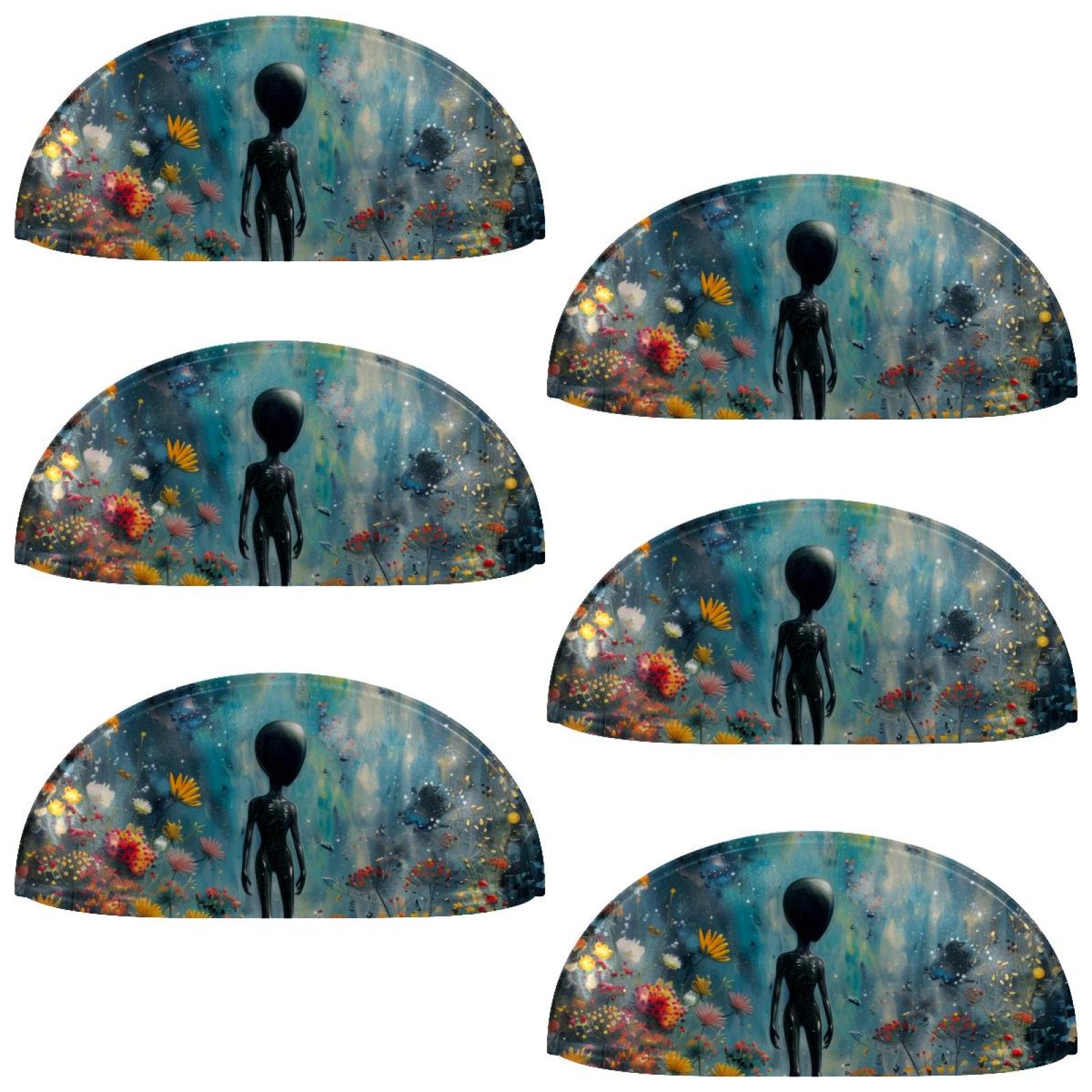 PhooArto 6 Pcs Cup Drawer Pulls, Vintage Alien Floral Galaxy Shell Shape Handles Cabinet Knobs for Dresser Cupboard Closet Wardrobe with Screws