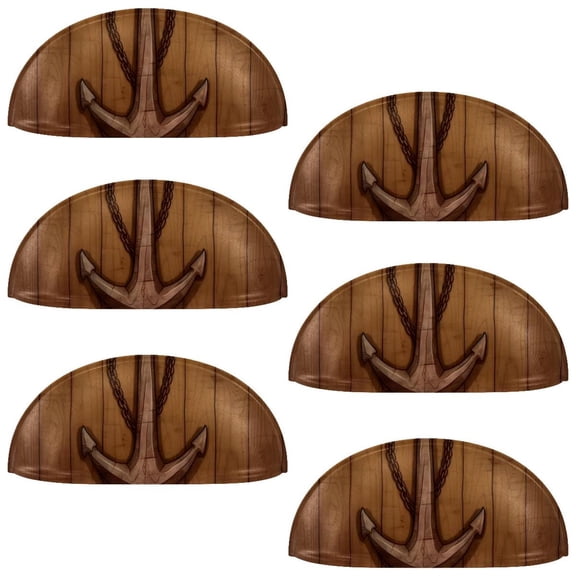 PhooArto 6 Pcs Cup Drawer Pulls, Vintage Anchor Wooden Board Shell Shape Handles Cabinet Knobs for Dresser Cupboard Closet Wardrobe with Screws