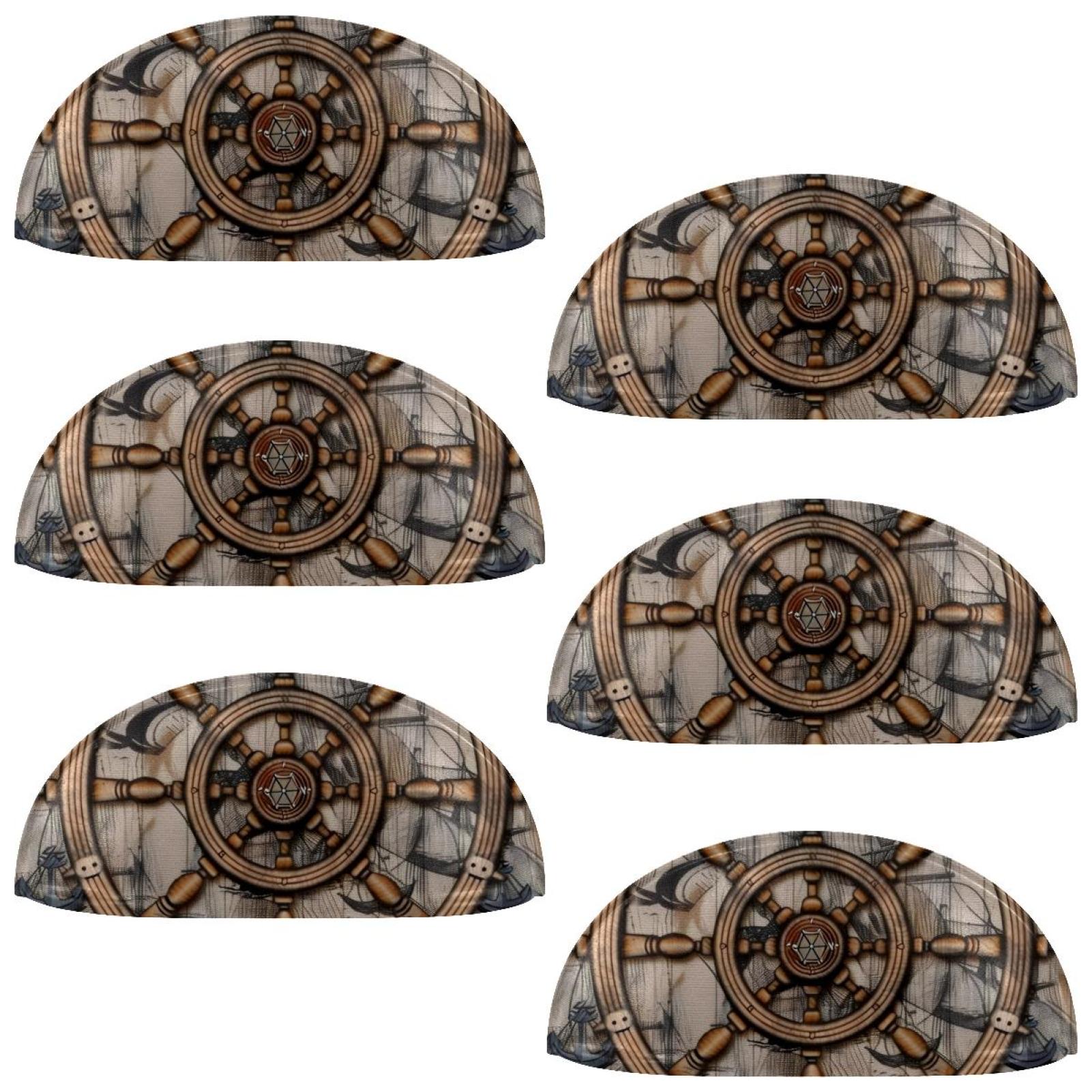 PhooArto 6 Pcs Cup Drawer Pulls, Vintage Anchors Steering Wheels Shell Shape Handles Cabinet Knobs for Dresser Cupboard Closet Wardrobe with Screws