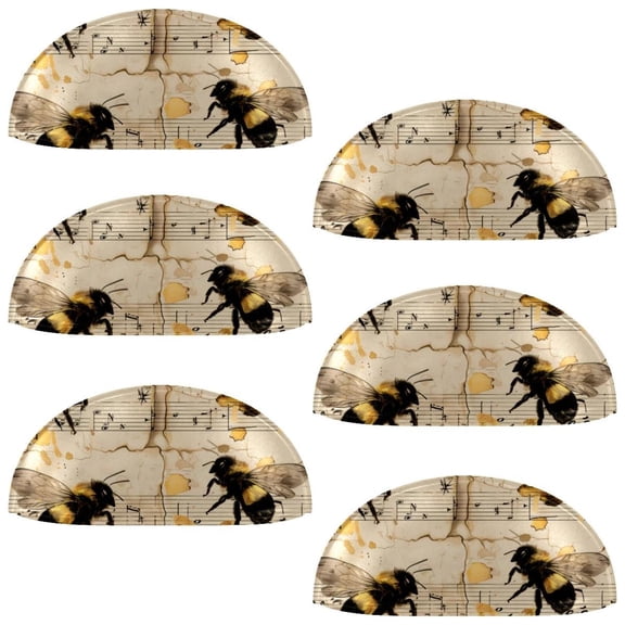 PhooArto 6 Pcs Cup Drawer Pulls, Vintage Bees and Music Notes Pattern Shell Shape Handles Cabinet Knobs for Dresser Cupboard Closet Wardrobe with Screws