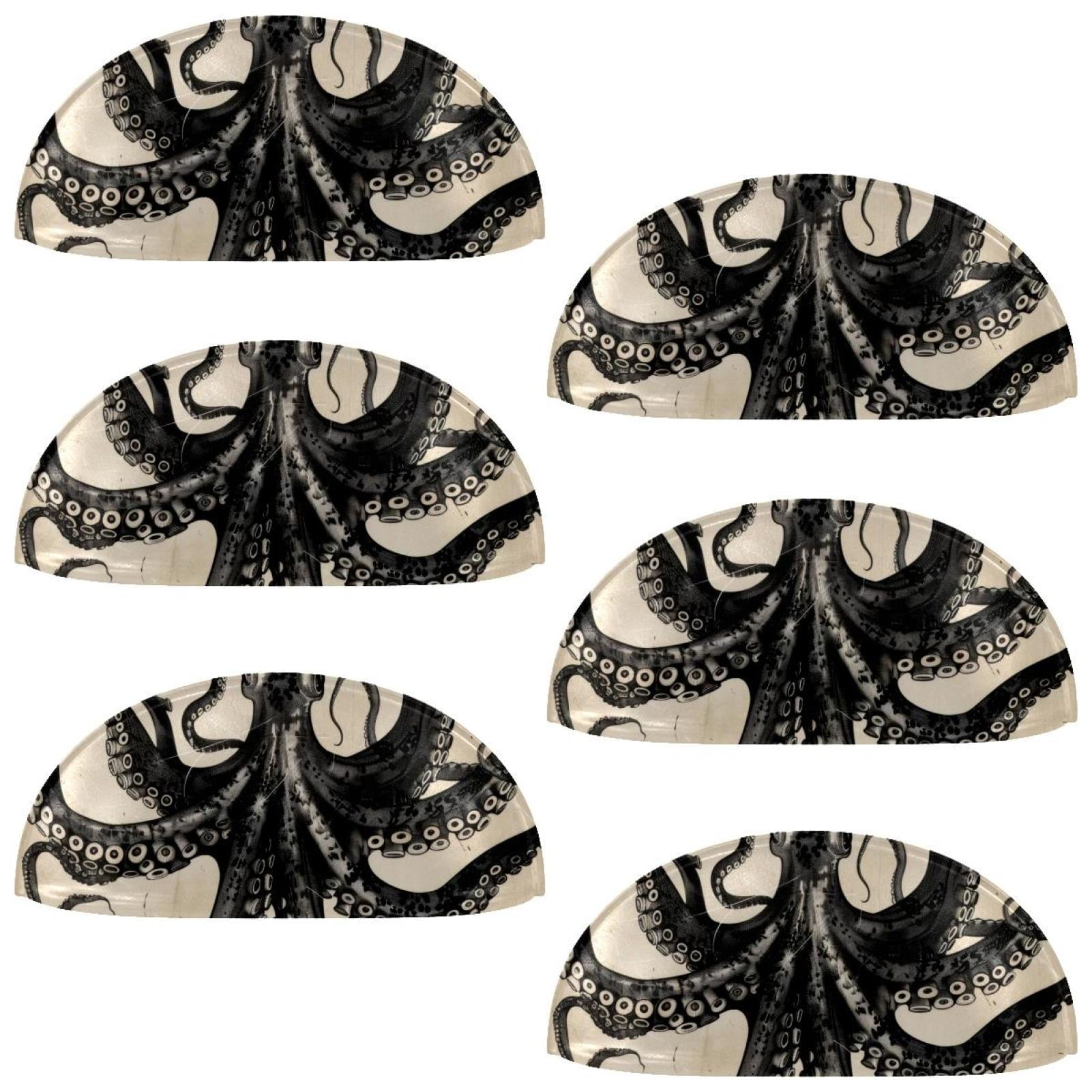 PhooArto 6 Pcs Cup Drawer Pulls, Vintage Black Octopus tentacles Shell Shape Handles Cabinet Knobs for Dresser Cupboard Closet Wardrobe with Screws