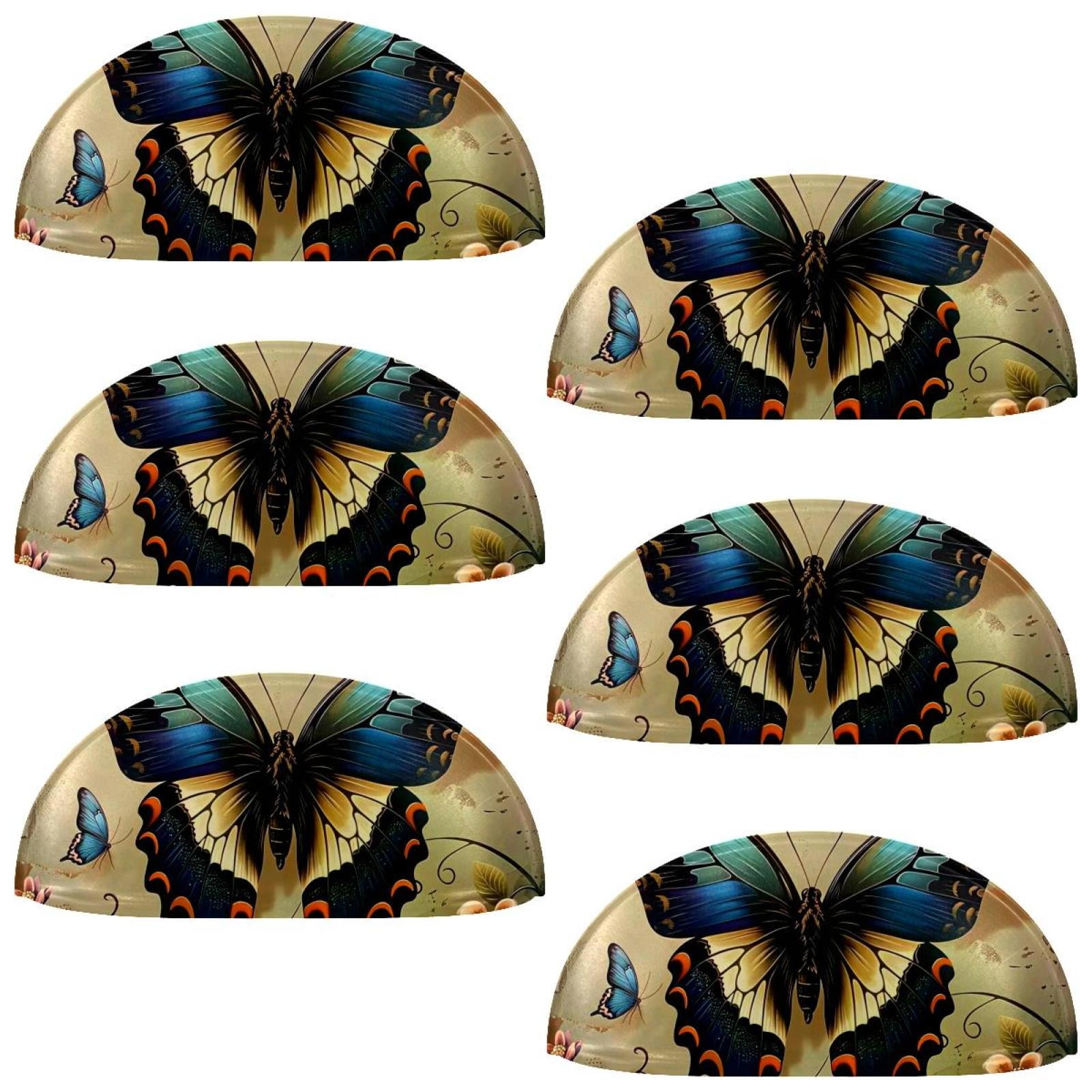 PhooArto 6 Pcs Cup Drawer Pulls, Vintage Butterfly Shell Shape Handles Cabinet Knobs for Dresser Cupboard Closet Wardrobe with Screws