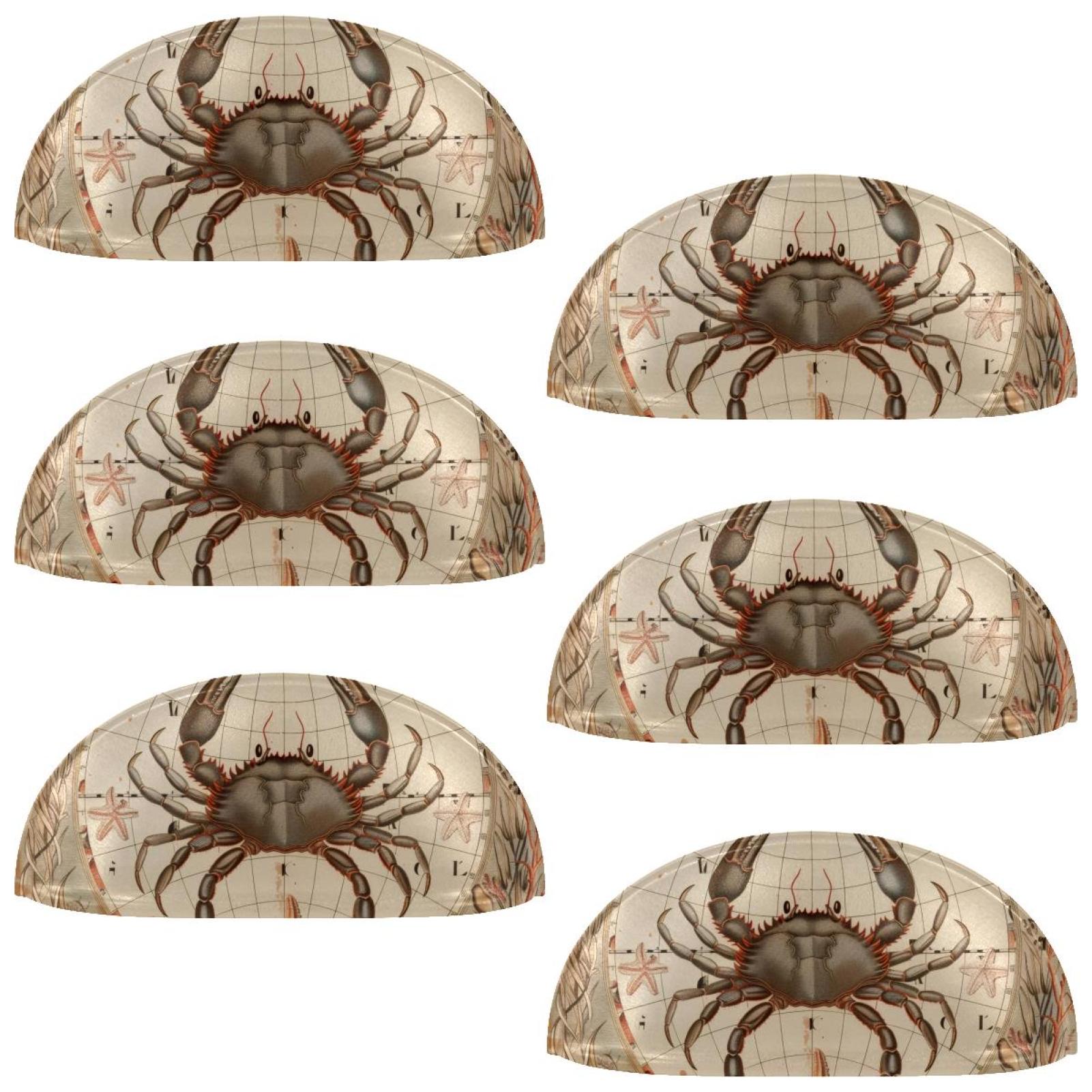 PhooArto 6 Pcs Cup Drawer Pulls, Vintage Map Crab Starfish Coral Shell Shape Handles Cabinet Knobs for Dresser Cupboard Closet Wardrobe with Screws