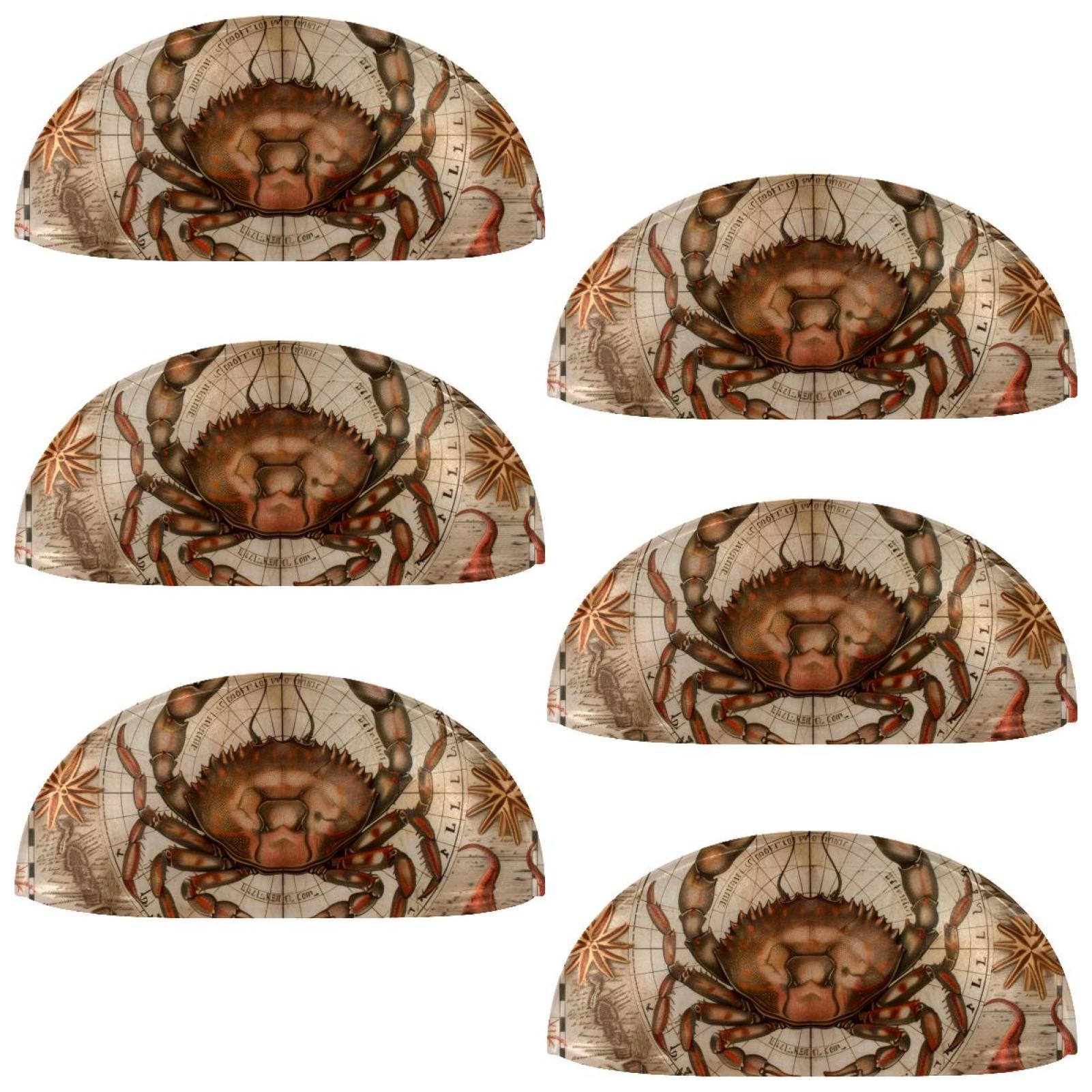 PhooArto 6 Pcs Cup Drawer Pulls, Vintage Map Crab Starfish Shell Shape Handles Cabinet Knobs for Dresser Cupboard Closet Wardrobe with Screws