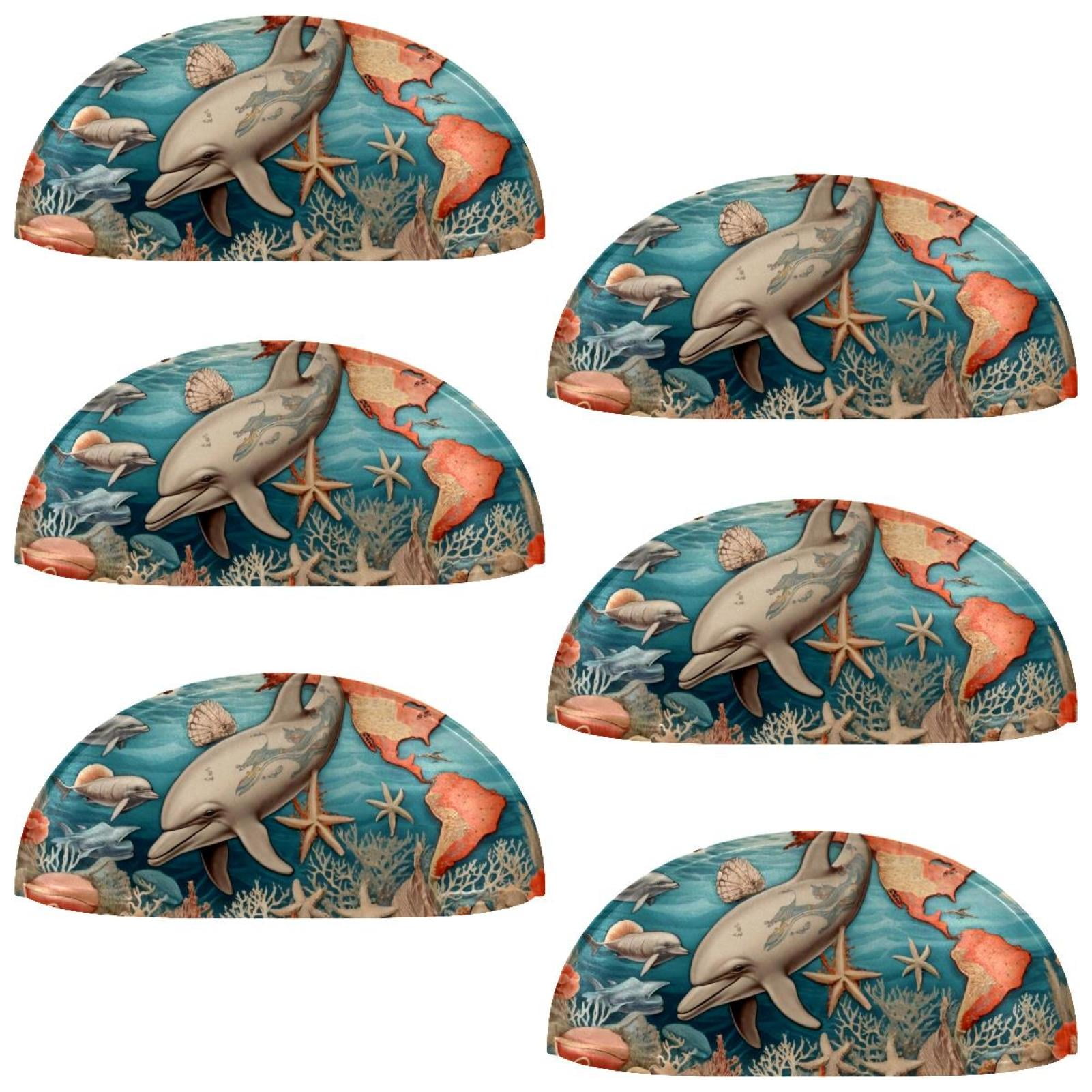 PhooArto 6 Pcs Cup Drawer Pulls, Vintage Map Dolphin Shell Shape Handles Cabinet Knobs for Dresser Cupboard Closet Wardrobe with Screws