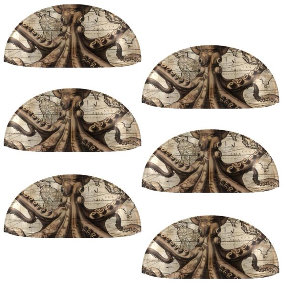 PhooArto 6 Pcs Cup Drawer Pulls, Vintage Map Octopus Patterns Shell Shape Handles Cabinet Knobs for Dresser Cupboard Closet Wardrobe with Screws
