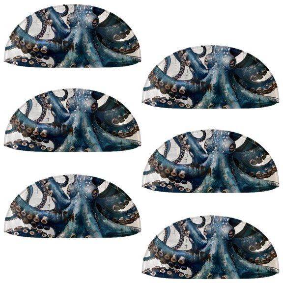 PhooArto 6 Pcs Cup Drawer Pulls, Vintage Map Octopus Shell Shape Handles Cabinet Knobs for Dresser Cupboard Closet Wardrobe with Screws