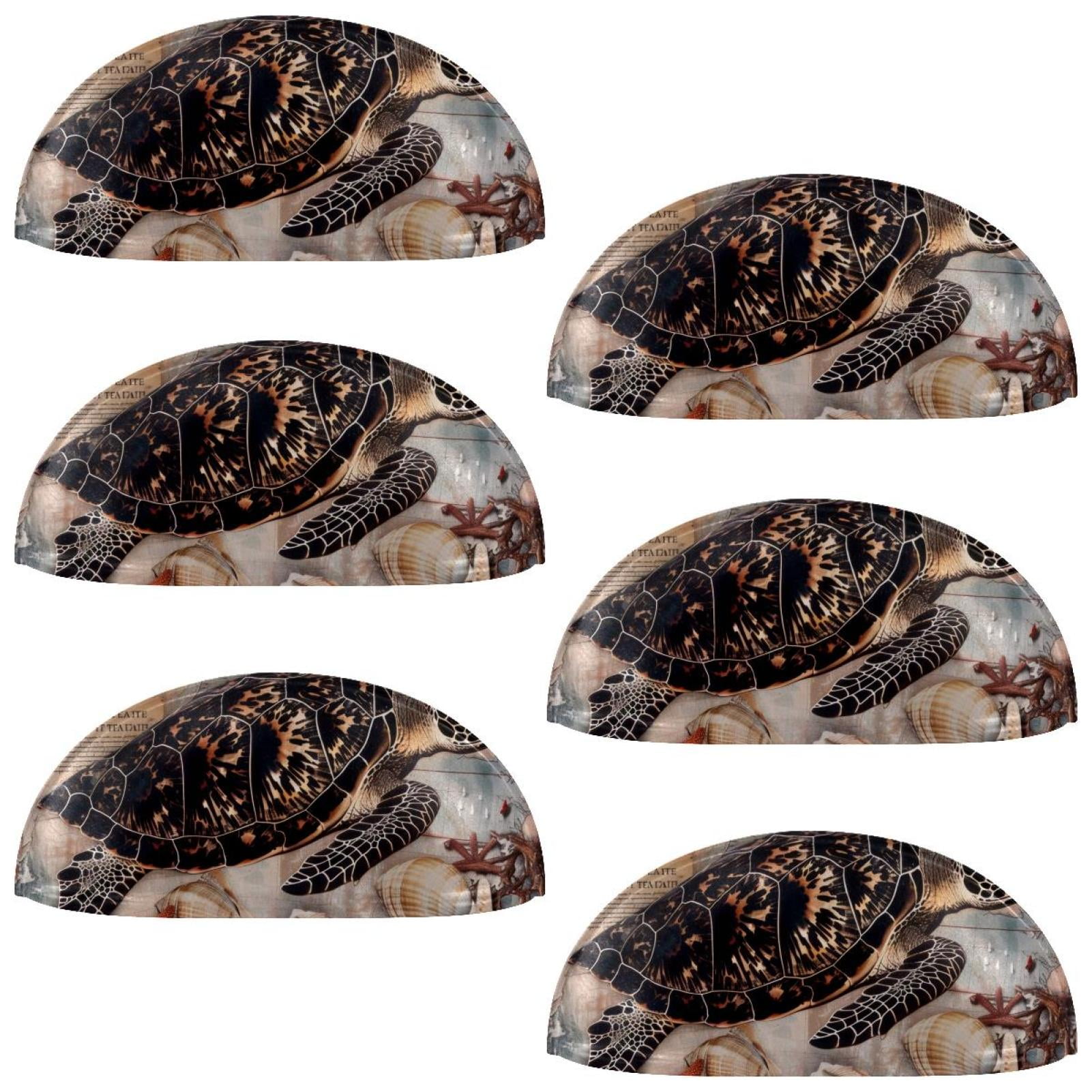 PhooArto 6 Pcs Cup Drawer Pulls, Vintage Map Sea Turtle Starfish Shell Shape Handles Cabinet Knobs for Dresser Cupboard Closet Wardrobe with Screws