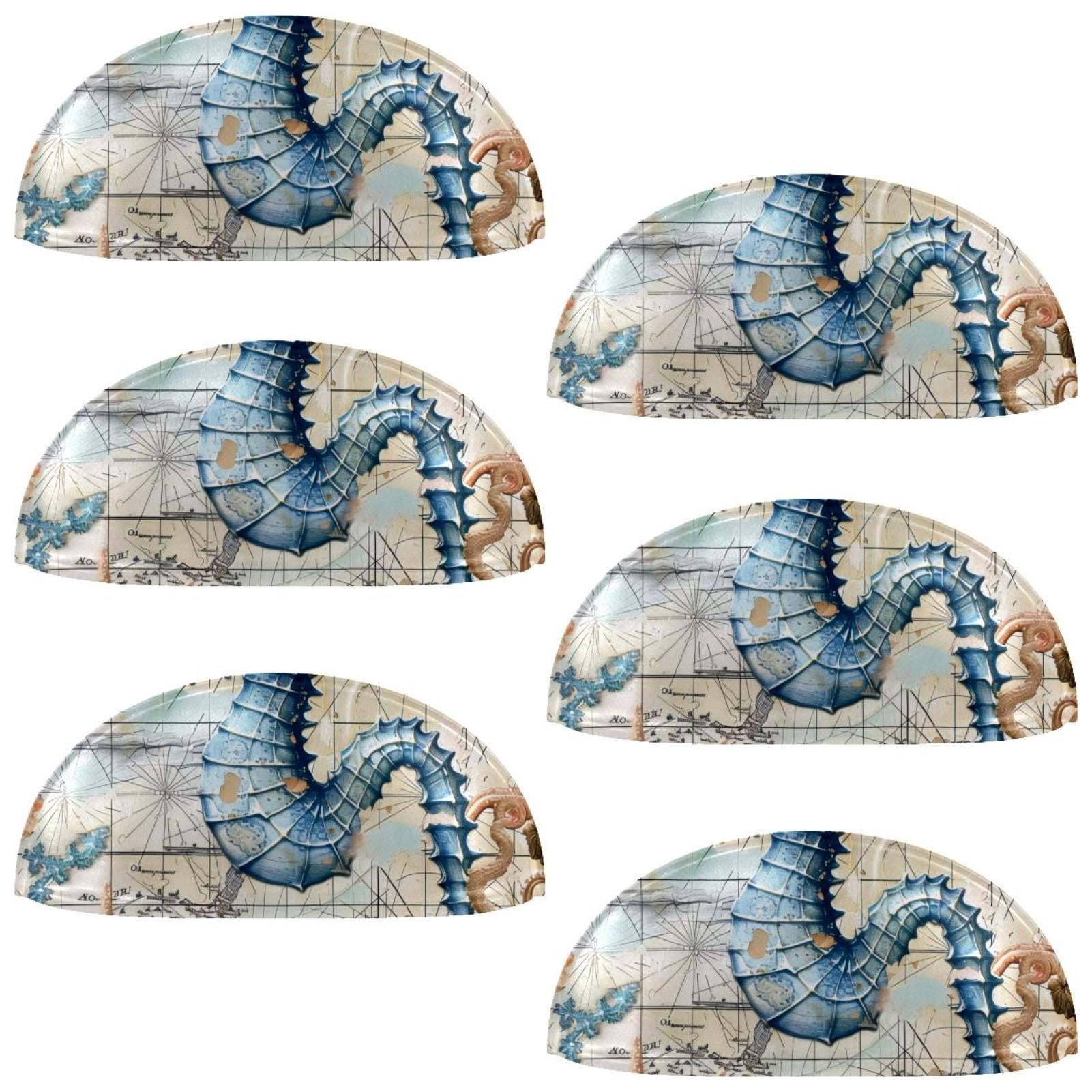 PhooArto 6 Pcs Cup Drawer Pulls, Vintage Map Seahorse Seastar Shell Shape Handles Cabinet Knobs for Dresser Cupboard Closet Wardrobe with Screws
