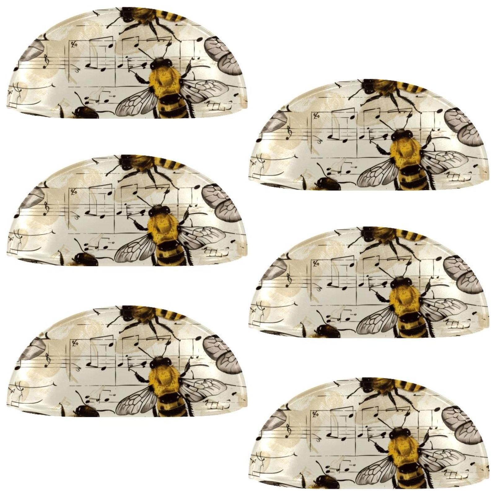 PhooArto 6 Pcs Cup Drawer Pulls, Vintage Music Notes Bees Pattern Shell Shape Handles Cabinet Knobs for Dresser Cupboard Closet Wardrobe with Screws