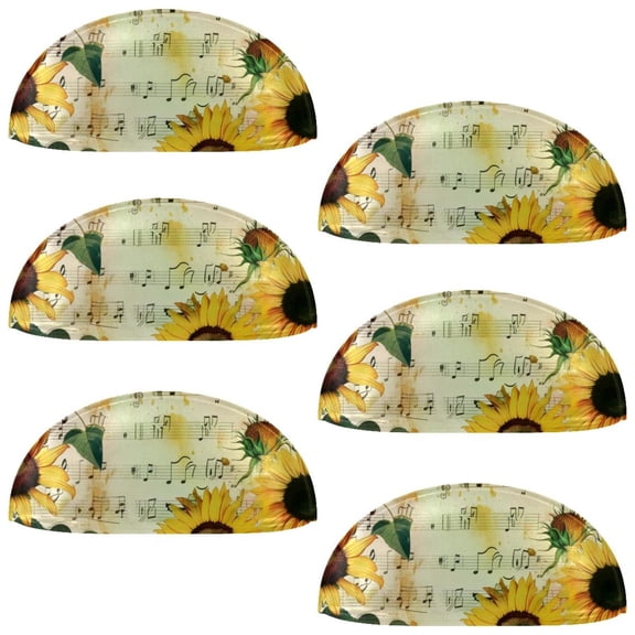 PhooArto 6 Pcs Cup Drawer Pulls, Vintage Music Notes Sunflower Pattern Shell Shape Handles Cabinet Knobs for Dresser Cupboard Closet Wardrobe with Screws